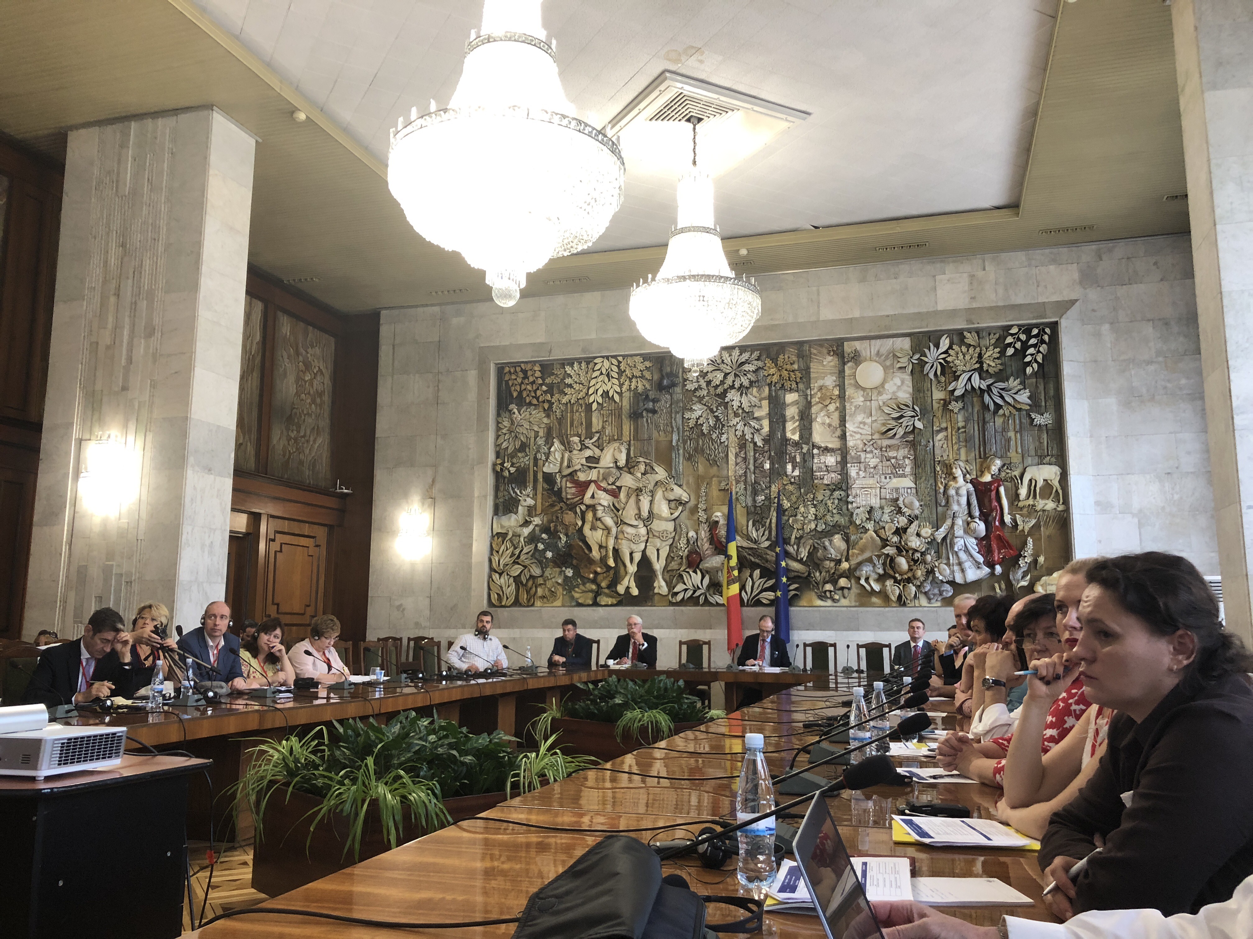 An audience at the World Congress of Families conference in Chisinau, Moldova, listens to anti-LGBT activist Diego von Stauffenberg call for an end to transgender rights. CREDIT: CASEY MICHEL
