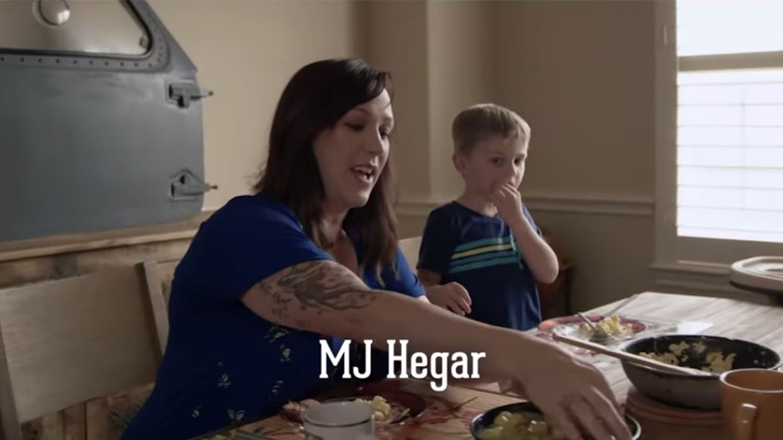 Screenshot of viral political ad for Texas Congressional candidate MJ Hegar (D) from June.'s