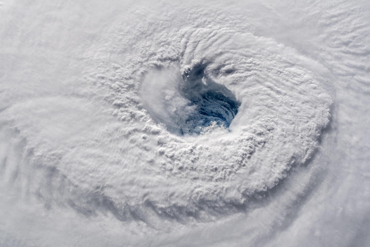 A photo from the space station looking down the eye of Hurricane Florence, September 12. CREDIT: ESA/NASA–A. Gerst.