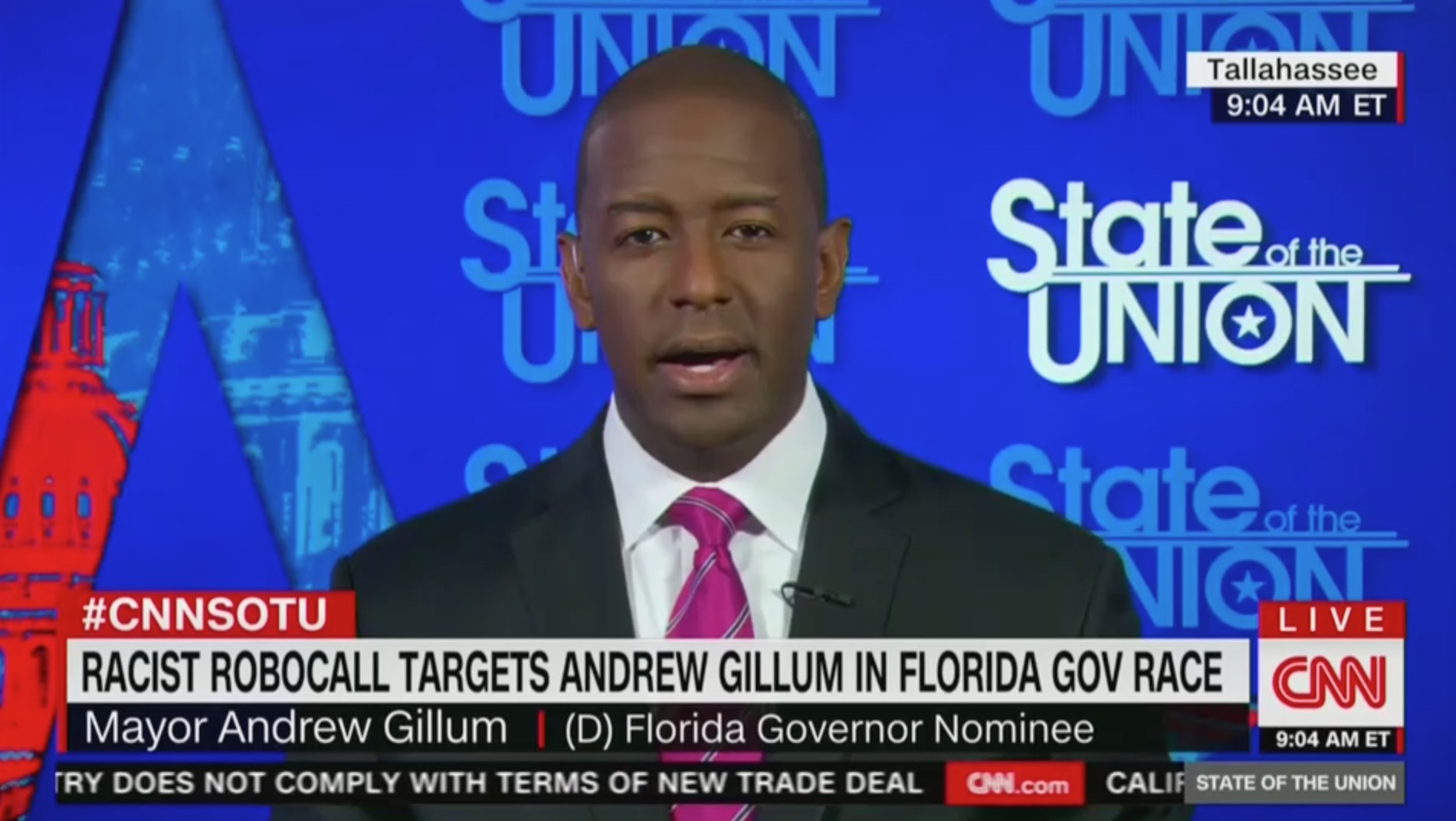 Mayor Andrew Gillum on CNN's State of the Union on Sunday, Sept. 2. Credit: Screenshot/CNN