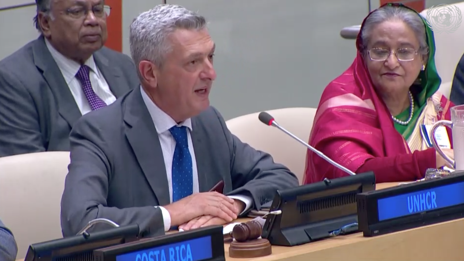 UN High Commissioner for Refugees Filippo Grandi and Prime Minister of Bangladesh Sheikh Hasina at the high-level event hosted by the UNHCR on the Global Compact on Refugees at the United Nations General Assembly on Sept. 24, 2018. CREDIT: U.N. media center.