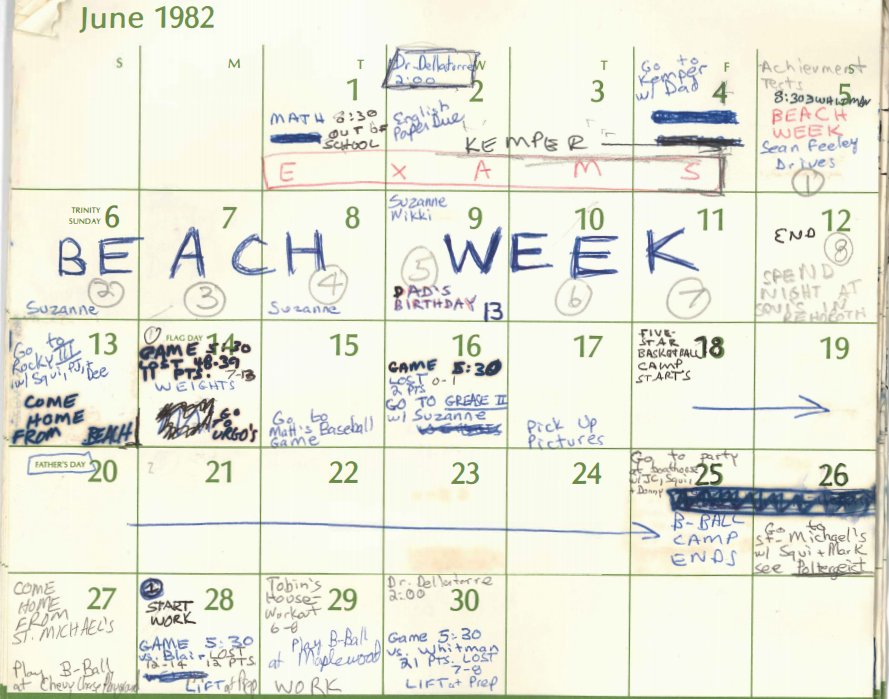 Kavanaugh's calendar from June 1982 via CNN.