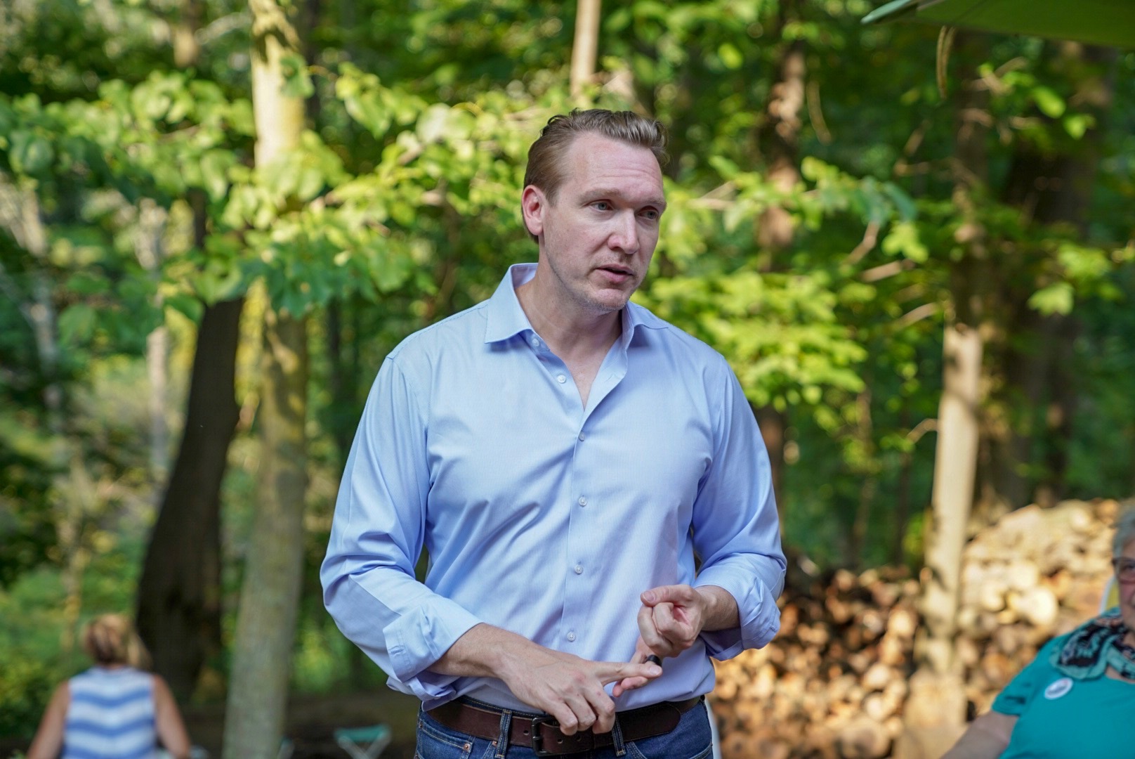 Nate McMurray, Rep. Chris Collins' (R-NY) midterm opponent, speaks at a political event in Avon, New York in late August. (PHOTO CREDIT: McMurray campaign, Torin Rozzelle)