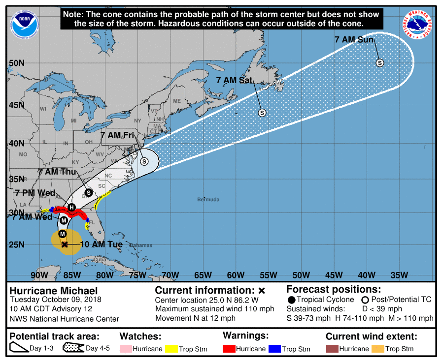 Hurricane Michael's path. CREDIT: NOAA