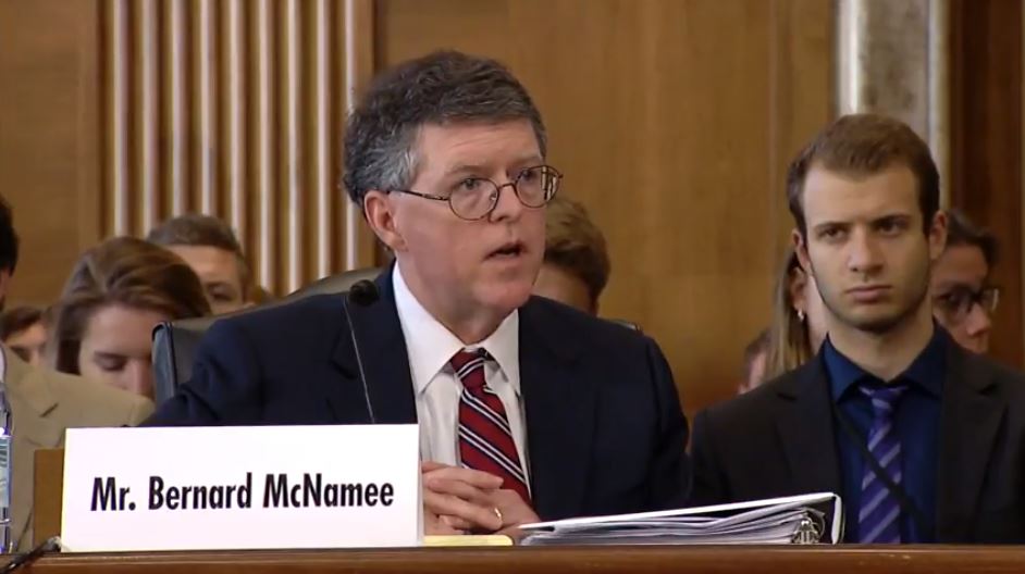 President Donald Trump on October 3, 2018 nominated Bernard McNamee to serve as a commissioner on the Federal Energy Regulatory Commission. Source: Screenshot/Sen. Martin Heinrich