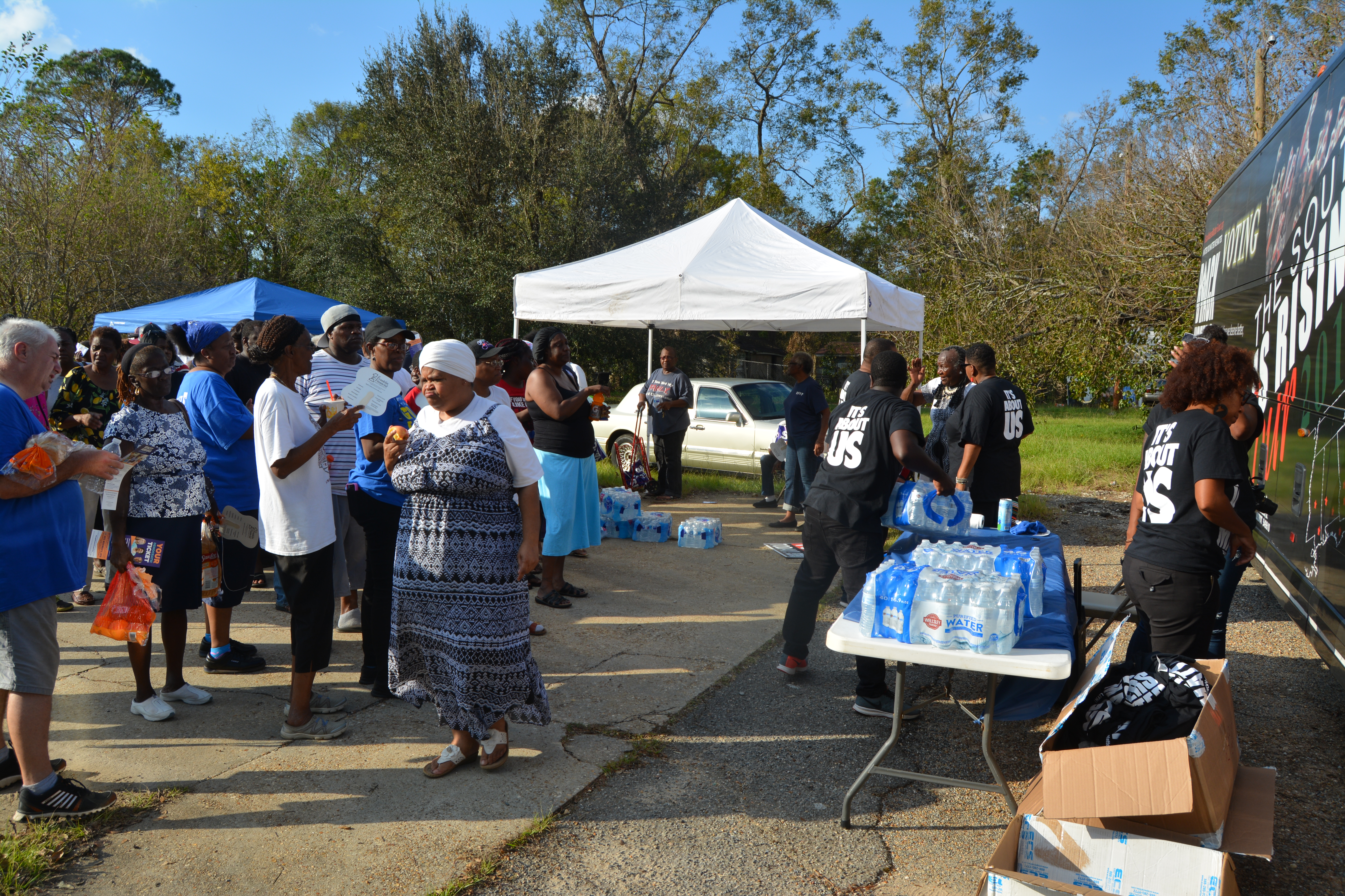 Black Voters Matter distributes water in Albany, Georgia. CREDIT: Kira Lerner