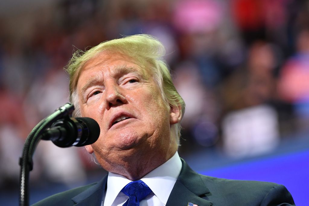 Donald Trump at a "Make America Great Again" rally in Southaven, Mississippi on October 2, 2018. (MANDEL NGAN/AFP/Getty Images)