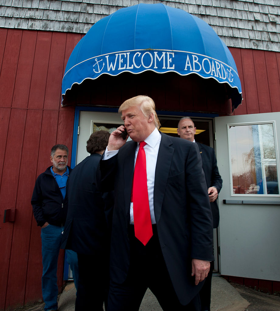 Donald Trump talks on his phone in Dover, New Hampshire on April 27, 2011. (Rick Friedman/Corbis via Getty Images)