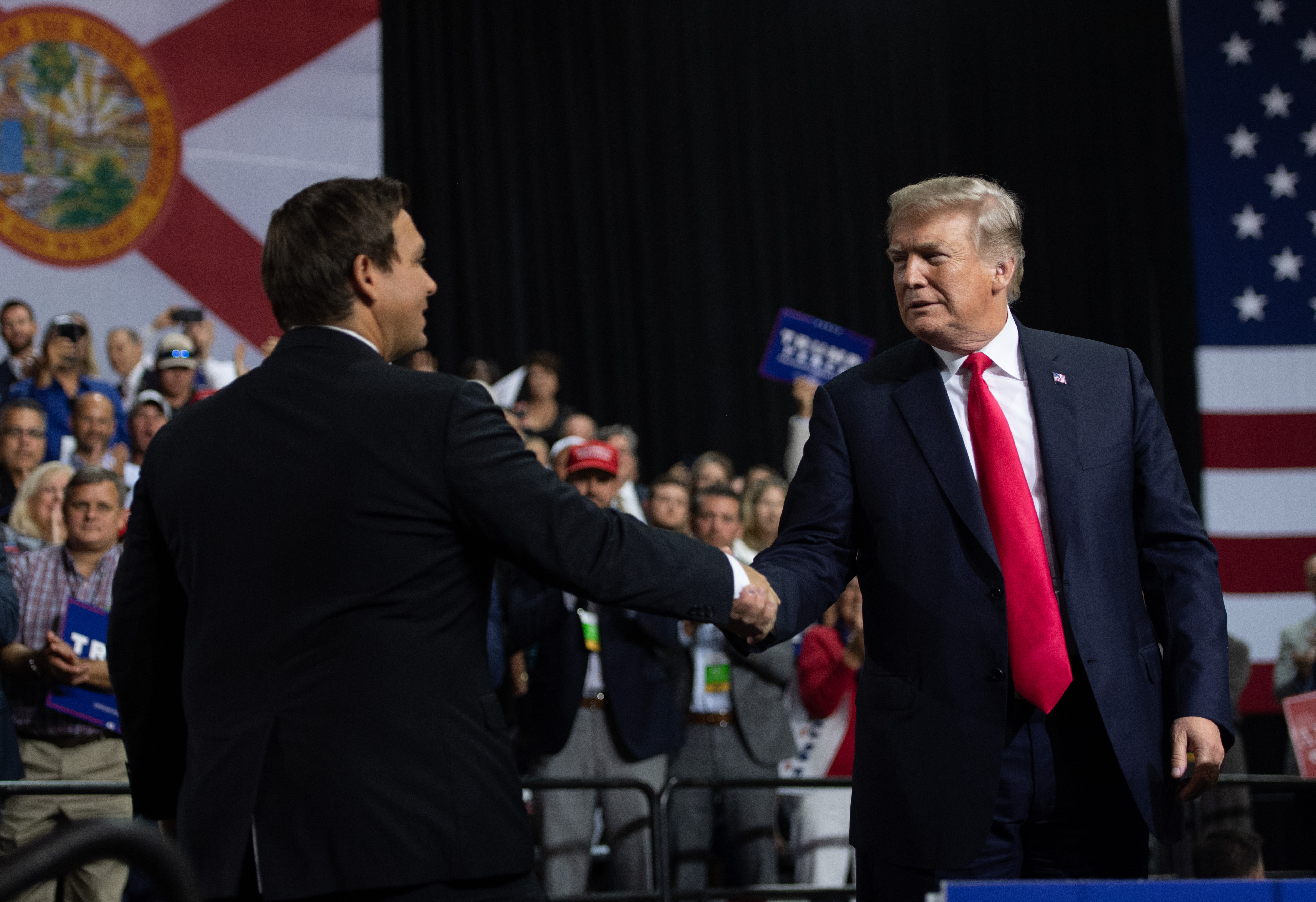 TRUMP AND DESANTIS IN JULY. (CREDIT: SAUL LOEB/AFP/Getty Images)