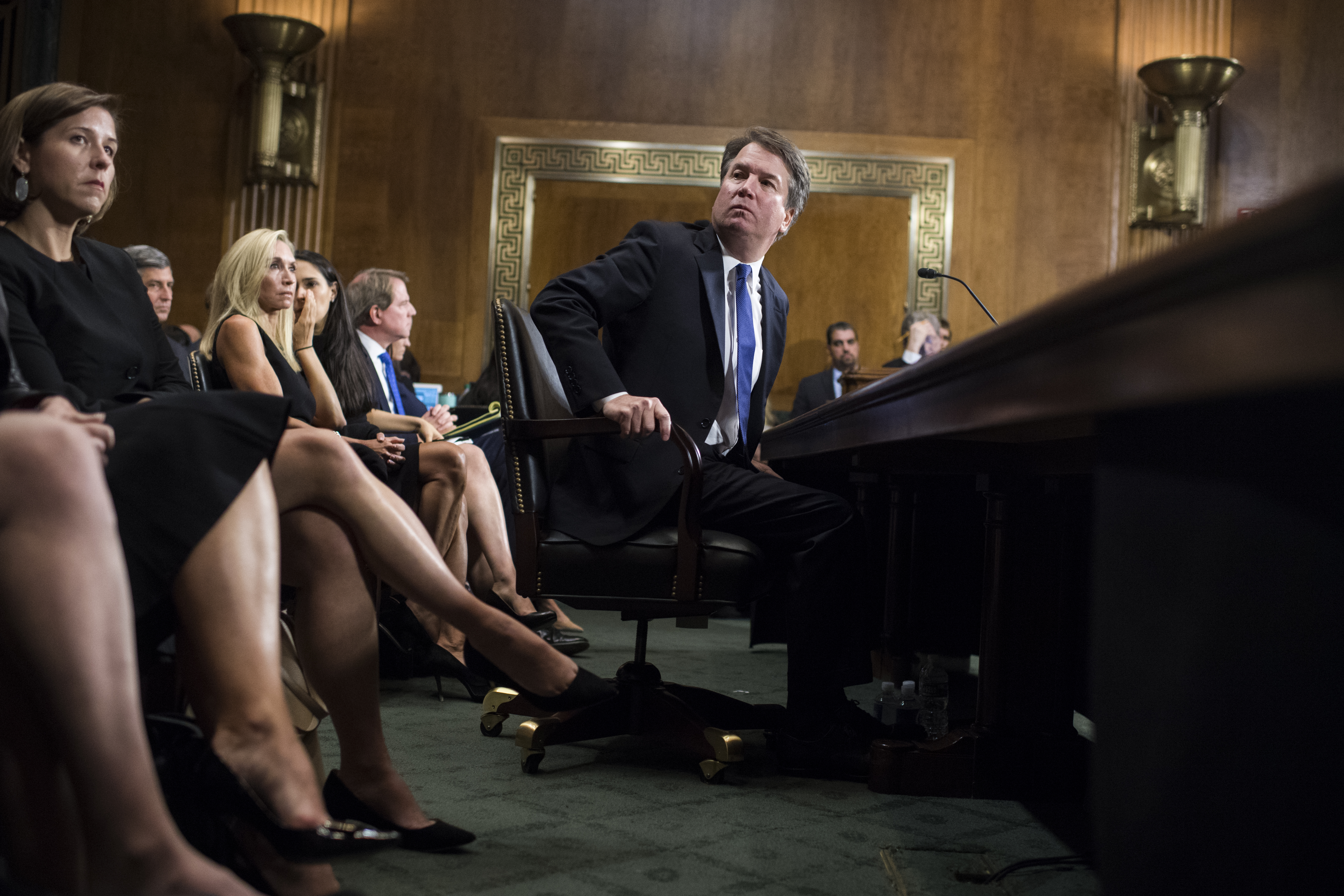 Supreme Court nominee Brett Kavanaugh penned an apology op-ed in the Wall Street Journal this week that experts say used abuser tactics, blaming anyone but himself. (PHOTO CREDIT: Tom Williams-Pool/Getty Images)