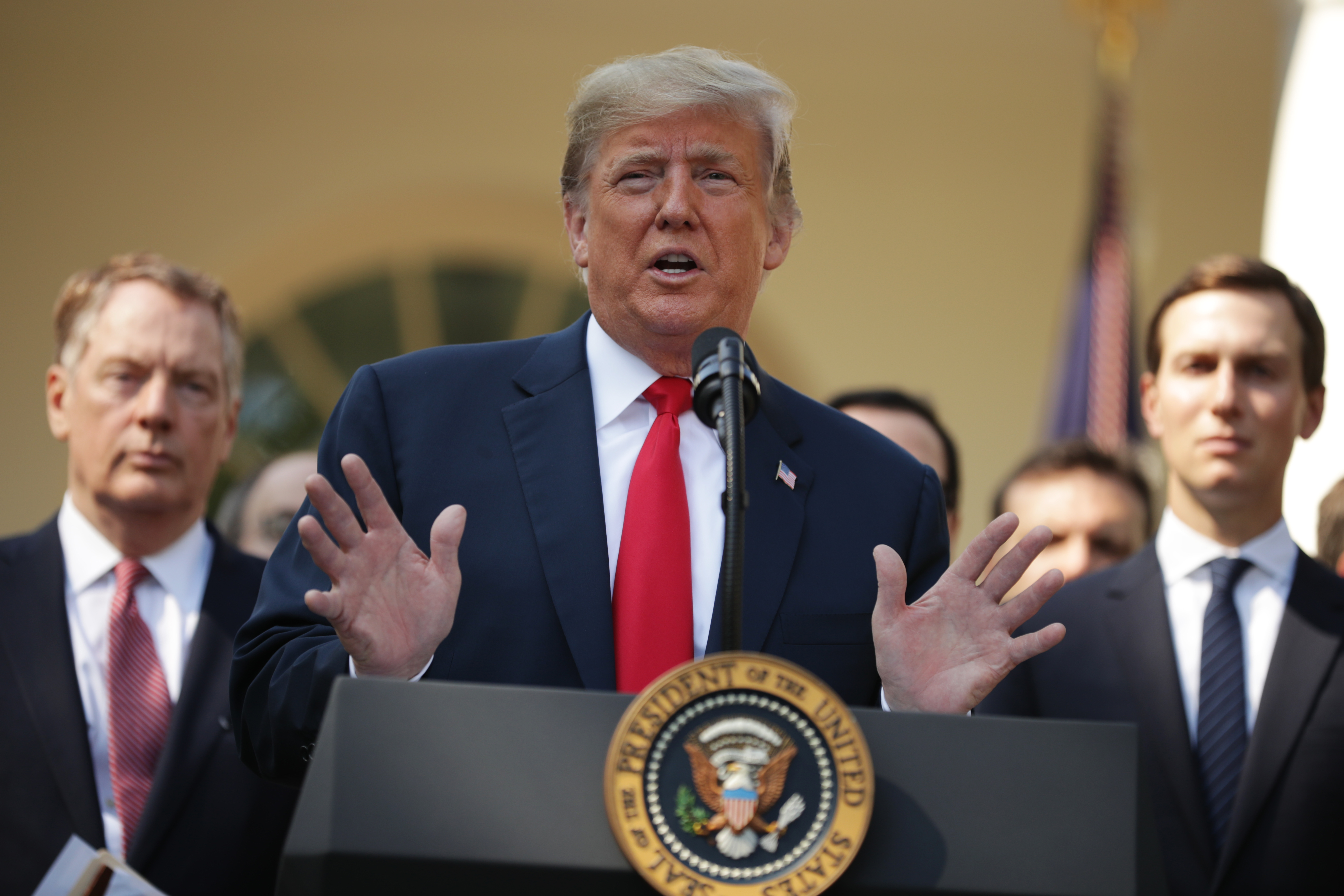 President Donald Trump speaks during a press conference to discuss a revised U.S. trade agreement with Mexico and Canada in the Rose Garden of the White House on October 1, 2018. CREDIT: Chip Somodevilla/Getty Images.