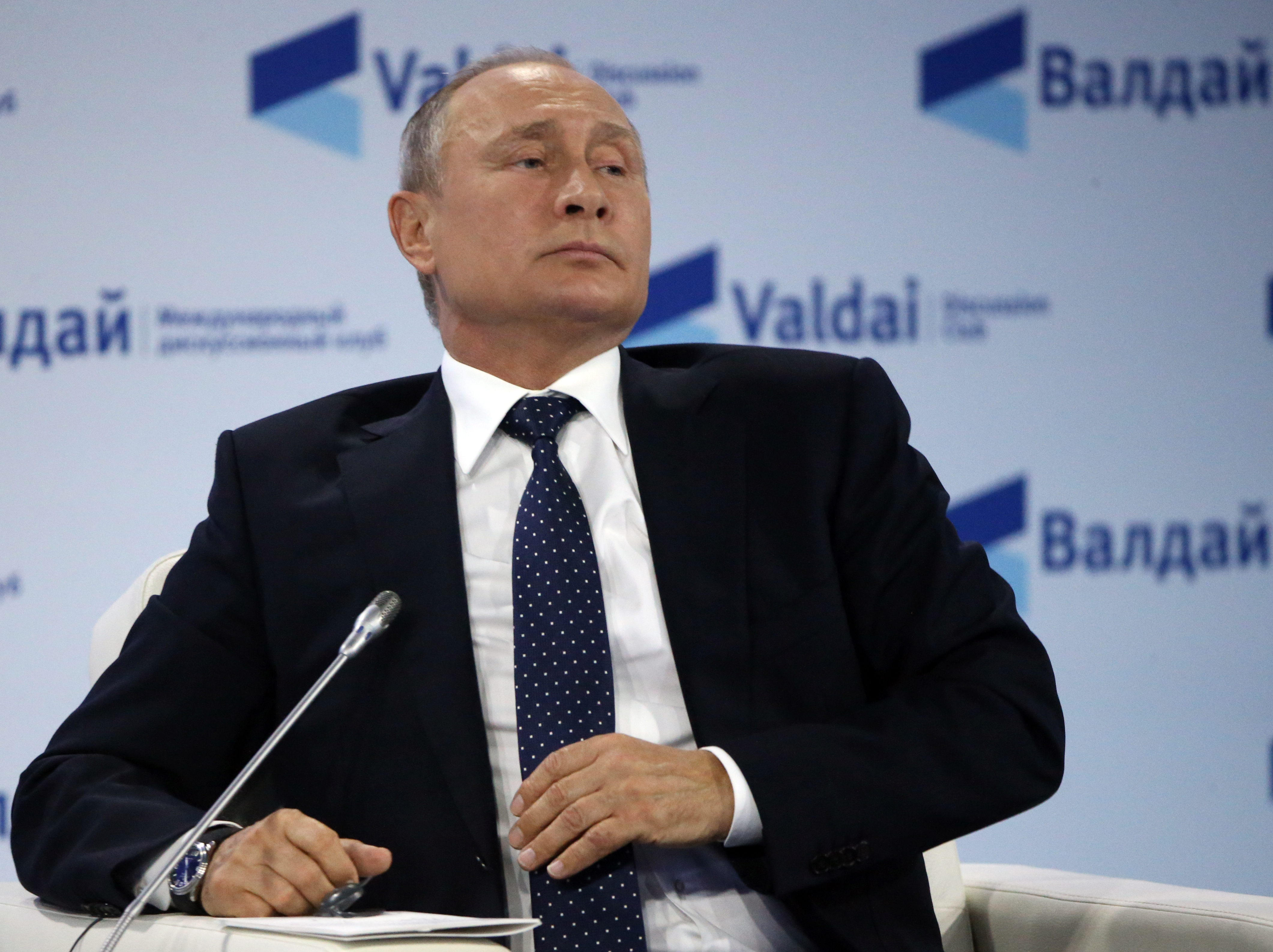 Russian President Vladimir Putin speeches during the XV Valdai International Discussion Club annual meeting in Sochi, Russia, October,18, 2018. CREDIT: Mikhail Svetlov/Getty Images.