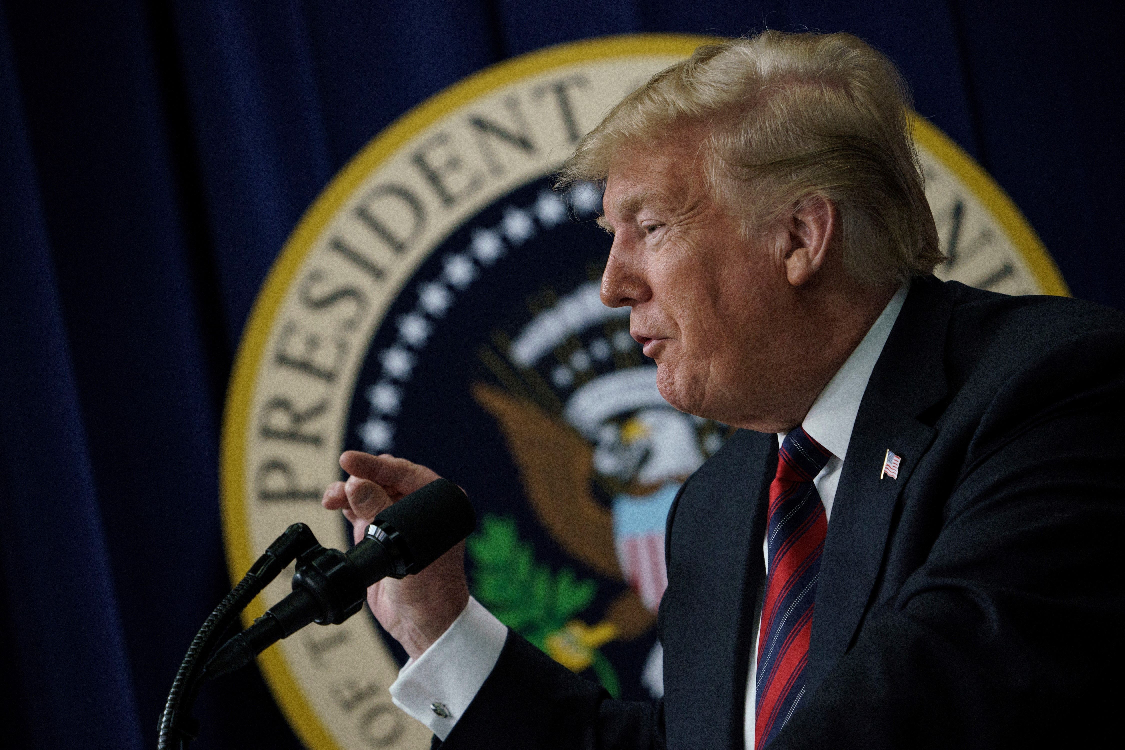 Trump on Monday. (CREDIT: BRENDAN SMIALOWSKI/AFP/Getty Images)