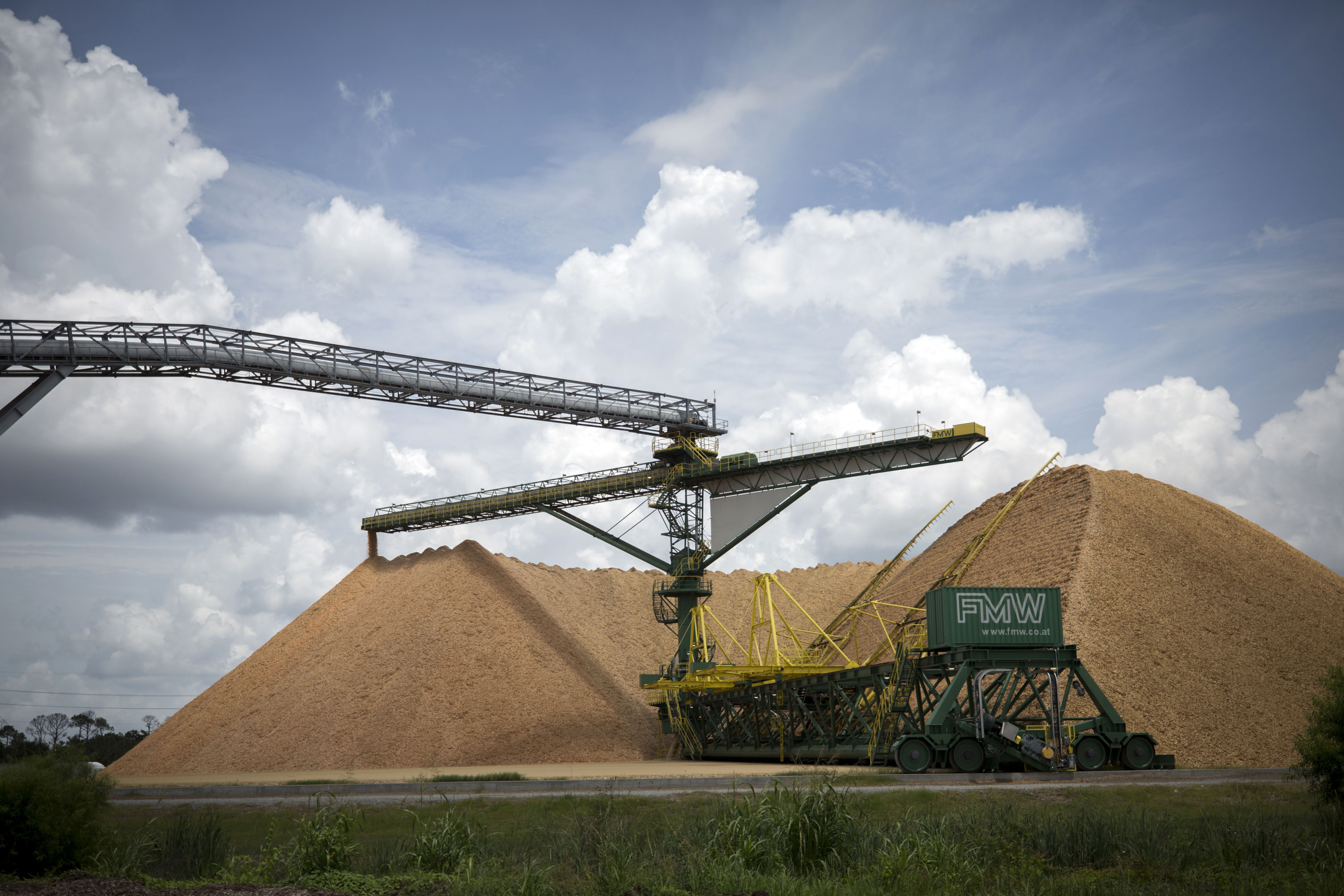 One of the investments by Koch Industries is the wood yard at the Georgia Pacific cellulose mill, Thursday, June 22, 2017 in Brunswick, Ga. CREDIT: Stephen B. Morton for The Washington Post via Getty Images