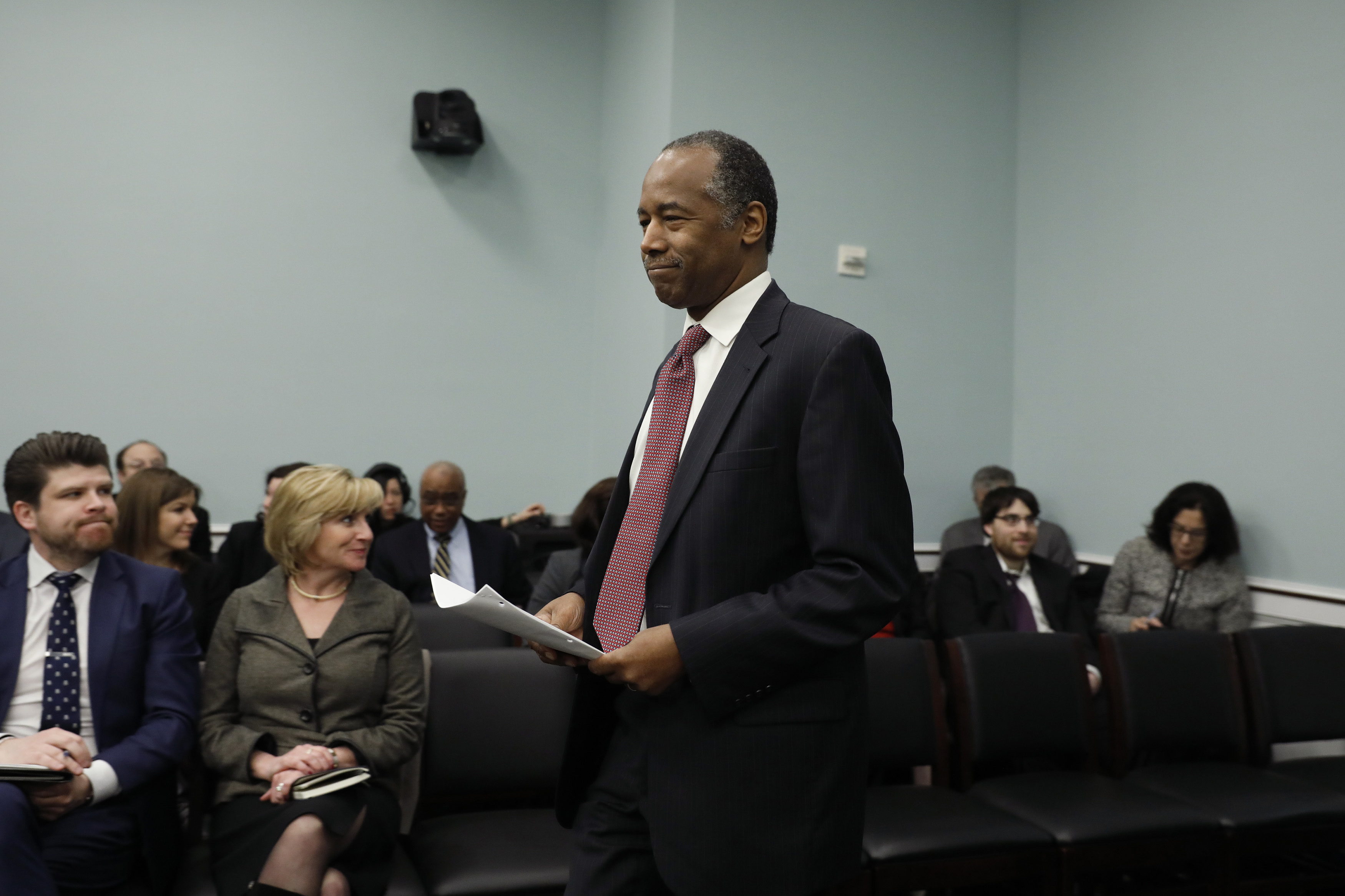 WASHINGTON, DC - MARCH 20: Secretary of Housing and Urban Development Ben Carson arrives to testify before the Subcommittee on Transportation, Housing and Urban Development, and Related Agencies on Capitol Hill March 20, 2018 in Washington, DC. (Photo by Aaron P. Bernstein/Getty Images)