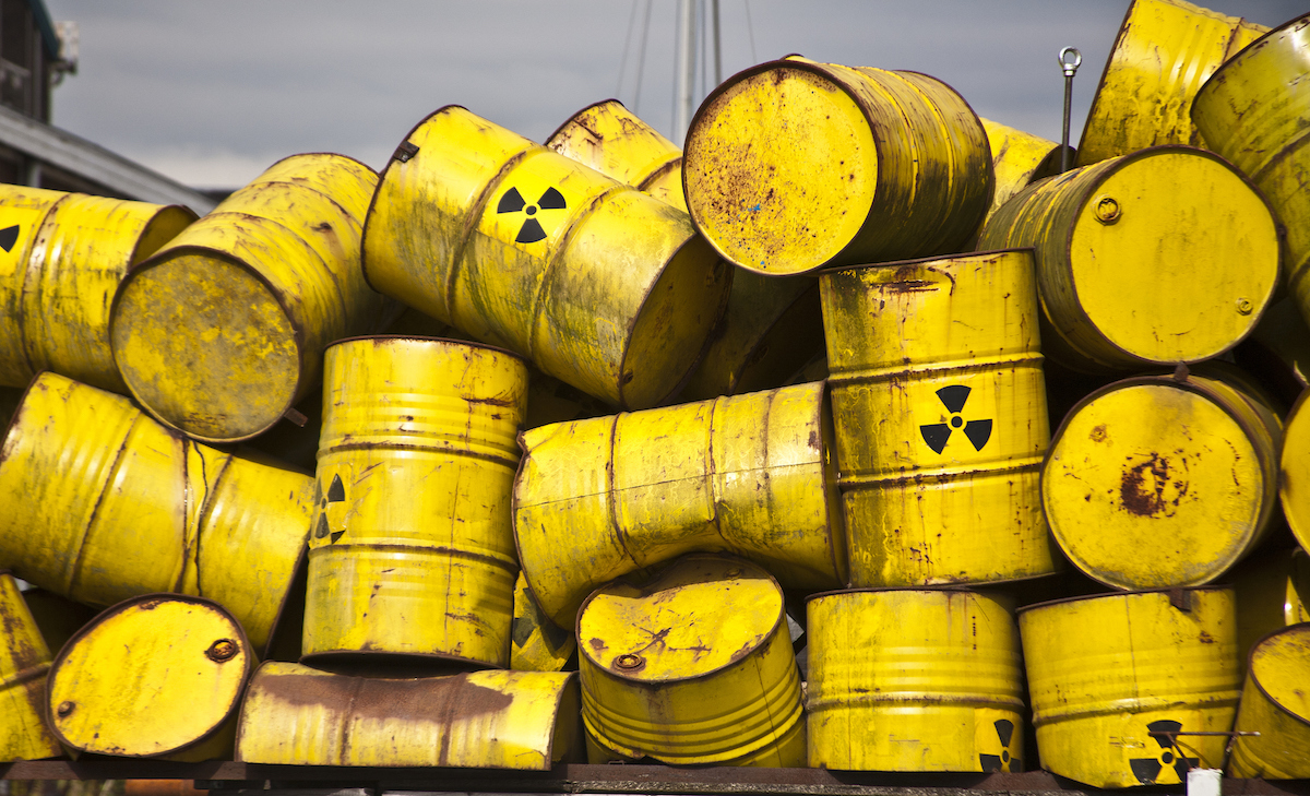 Radioactive waste barrels. CREDIT: Thall via Getty Images Plus.