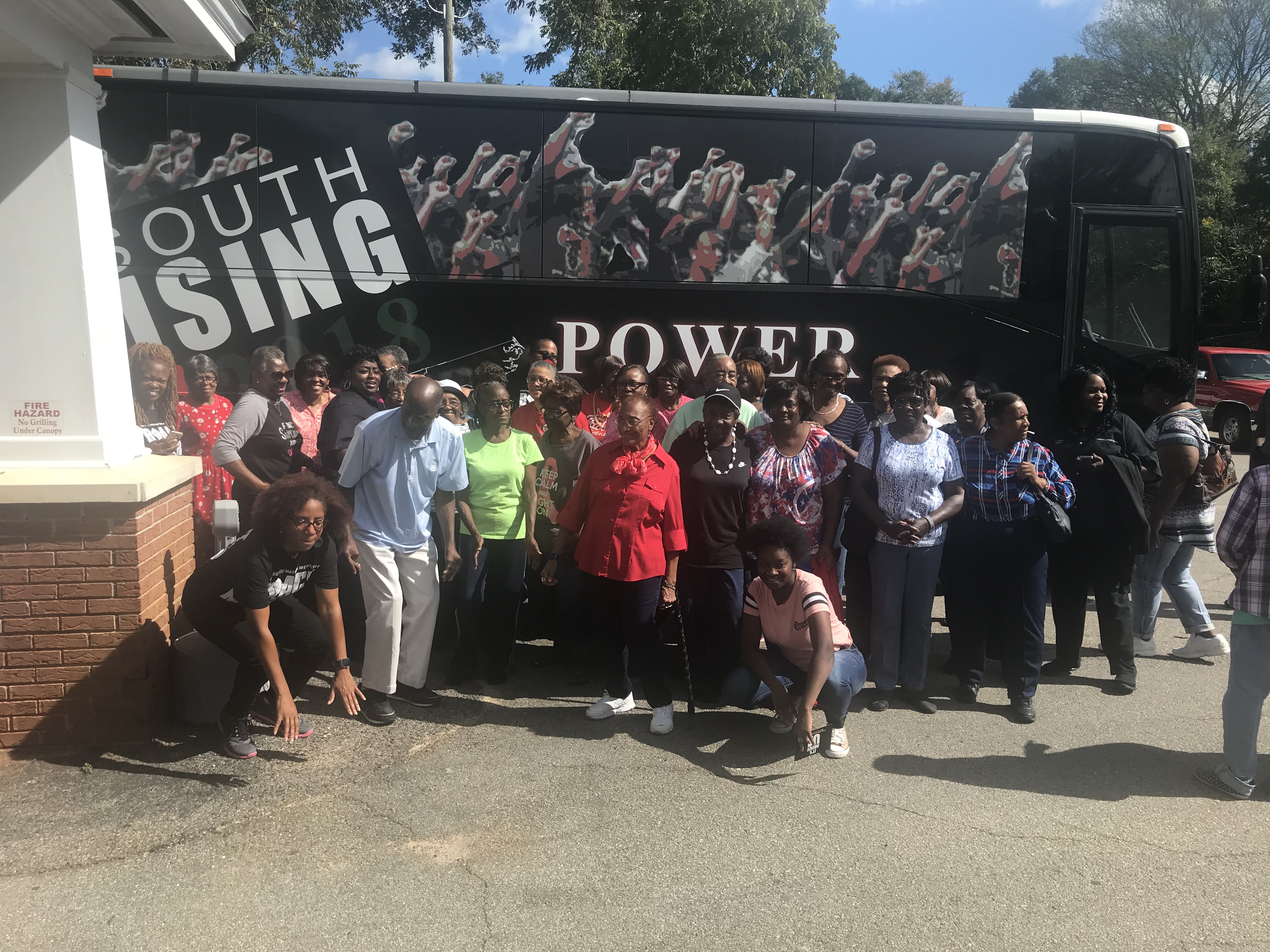 Seniors and organizers gathered outside the Black Votes Matter bus in Georgia (Credit: Kayla Marshall)