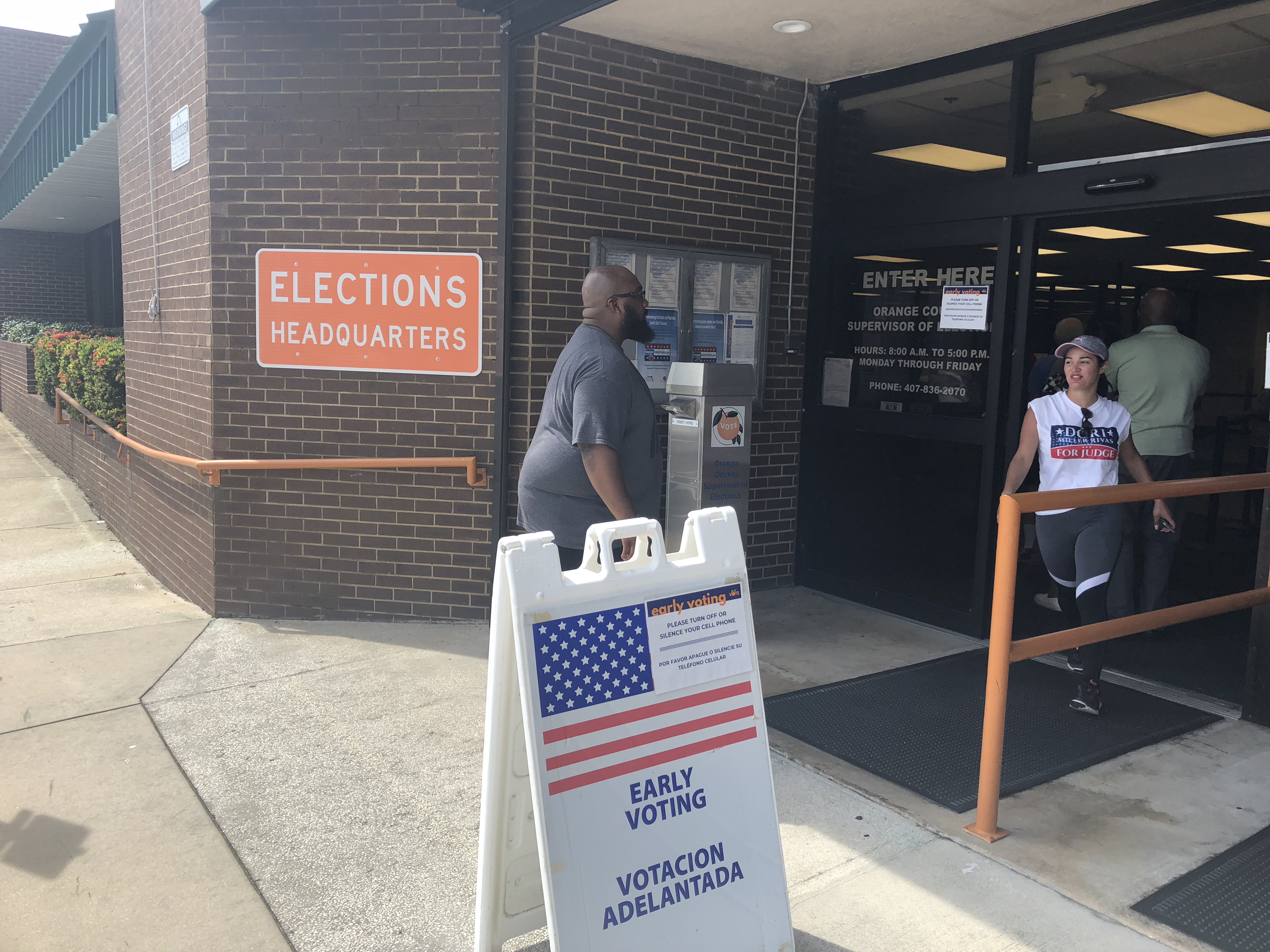 Voters enter an early voting center in Orlando, Florida in August. CREDIT: Kira Lerner