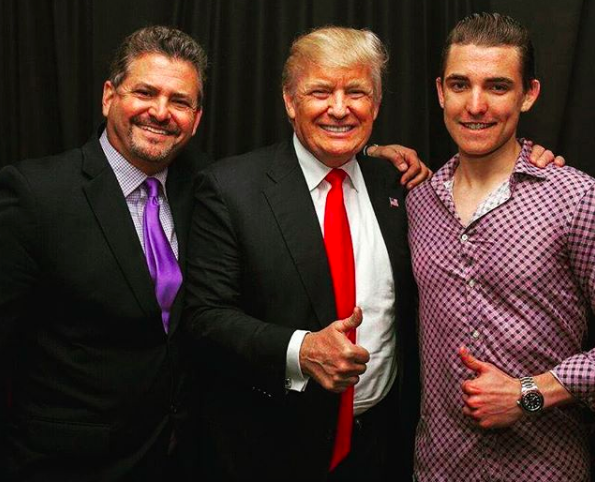 Jacob Wohl with his father and Donald Trump. (Instagram/Jacob Wohl)