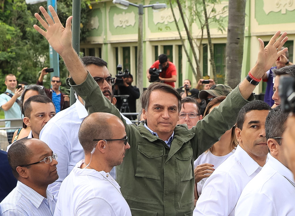 Jair Bolsonaro after voting in Rio de Janeiro, Brazil on October 28, 2018. (Buda Mendes/Getty Images)
