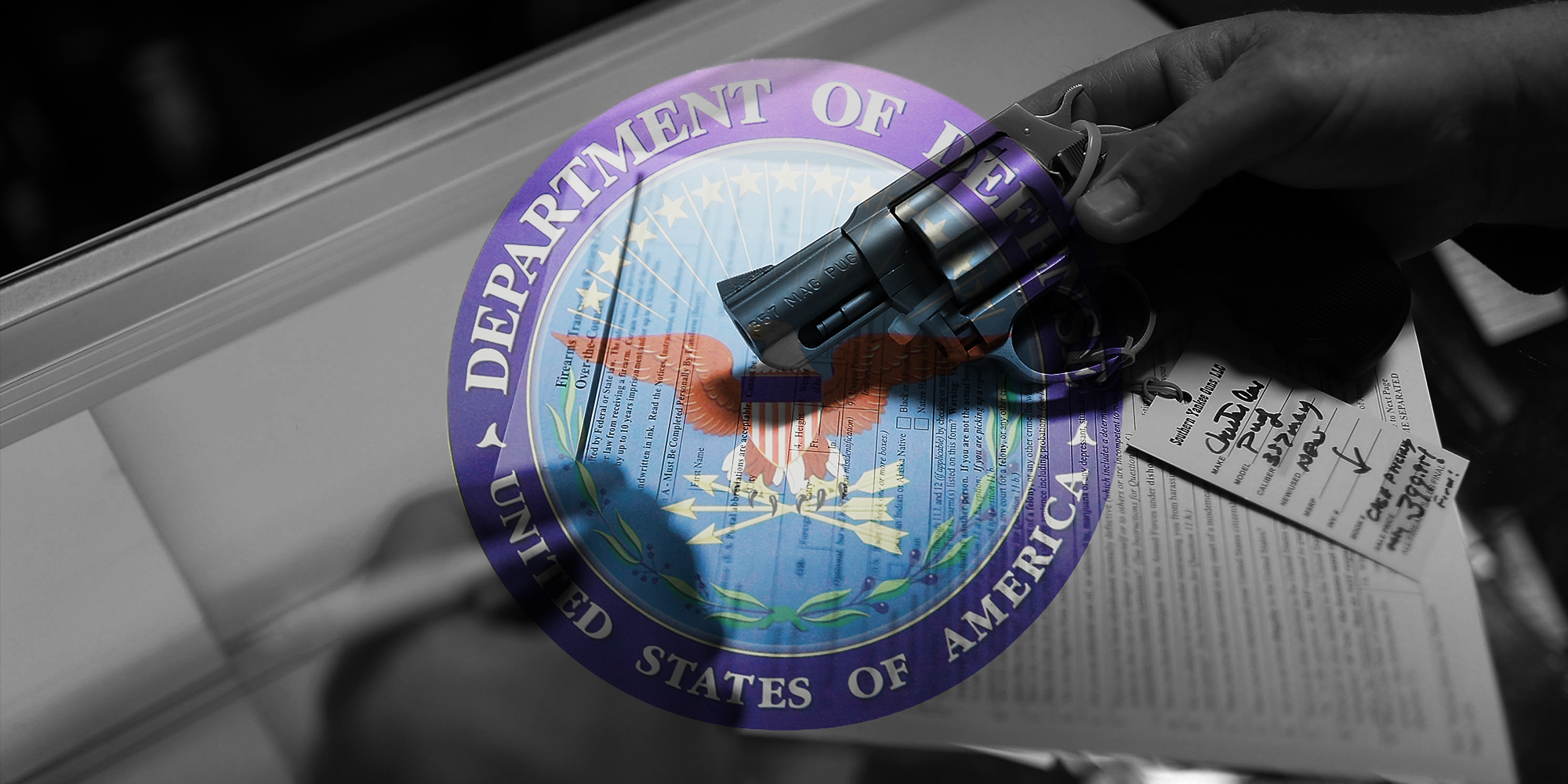 A man fills out his Federal background check paperwork as he purchases a handgun at the K&W Gunworks store on January 5, 2016. CREDIT: Getty Images / EDITED: Diana Ofosu