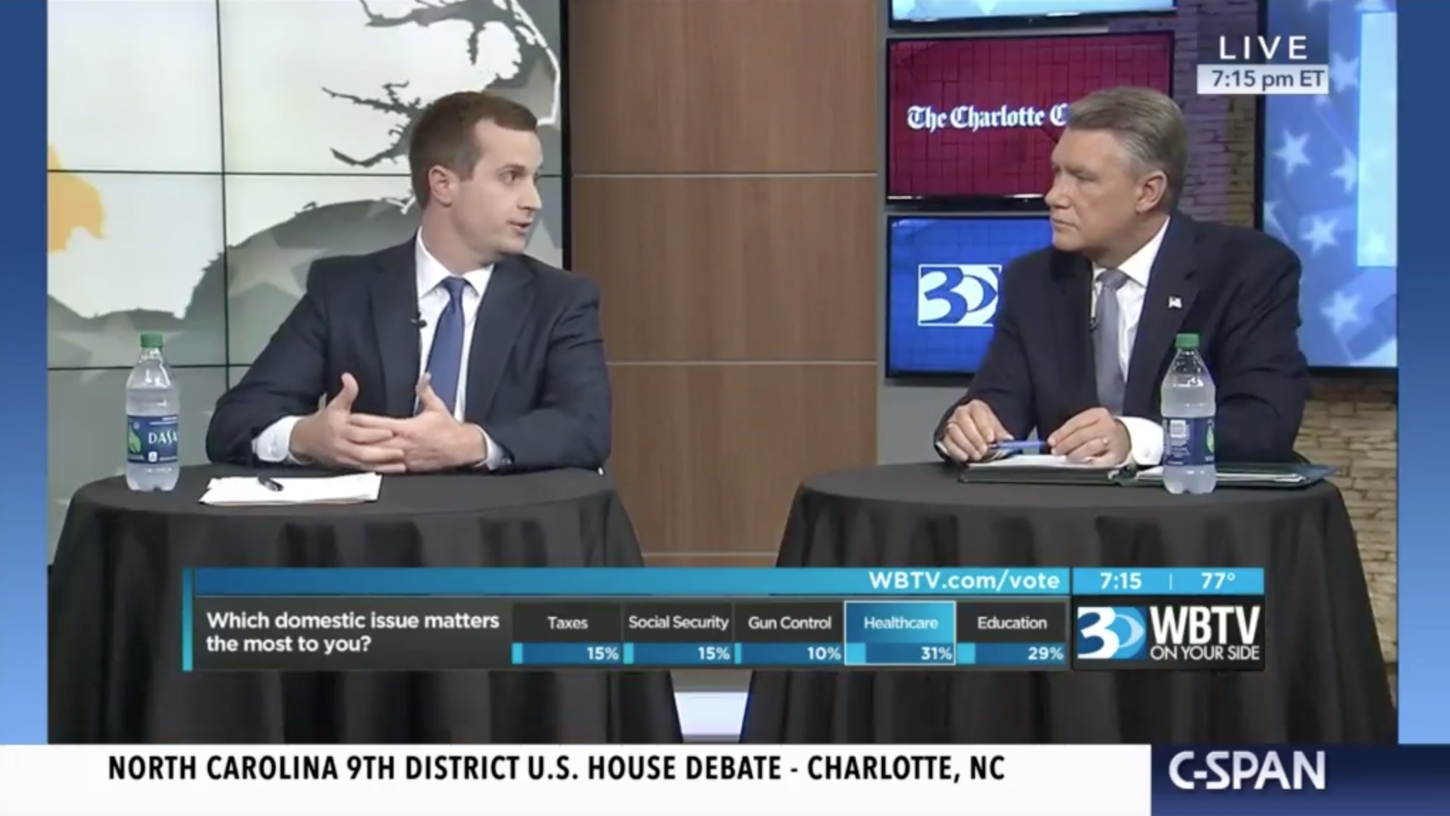 Dan McCready and Mark Harris debated on October 17, 2018.