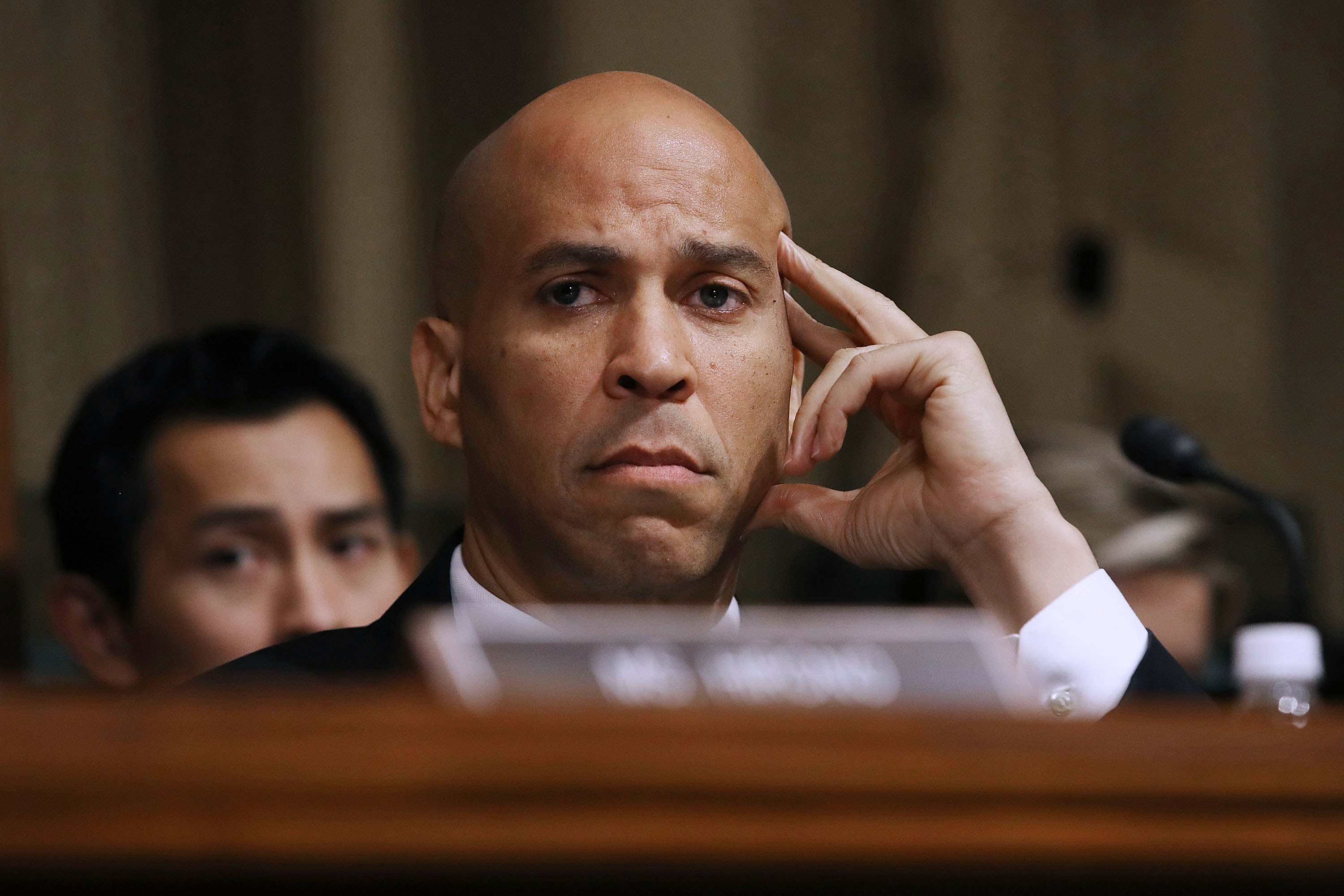 At October 3, 2018 hearing, Sen. Cory Booker (D-NJ) questioned Republicans' attempts to limit the use of scientific research at the EPA. CREDIT: Win McNamee/Getty Images