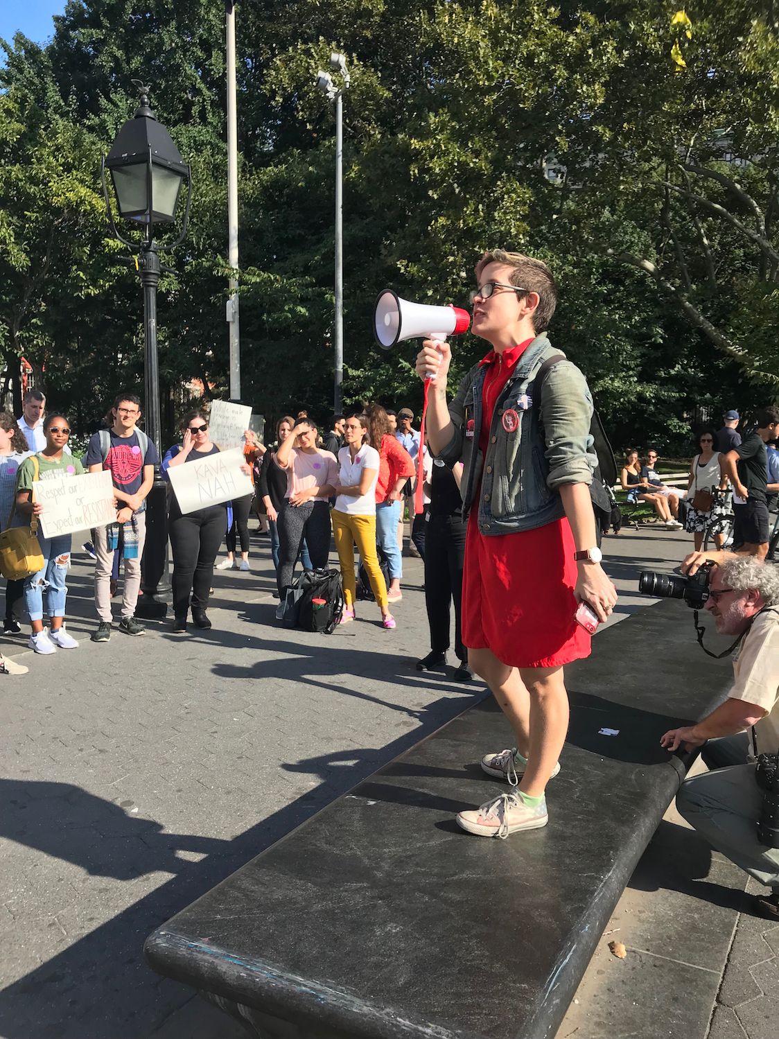 Students protest Kavanaugh confirmation in New York, NY. CREDIT: Courtesy of Alex Petkanas