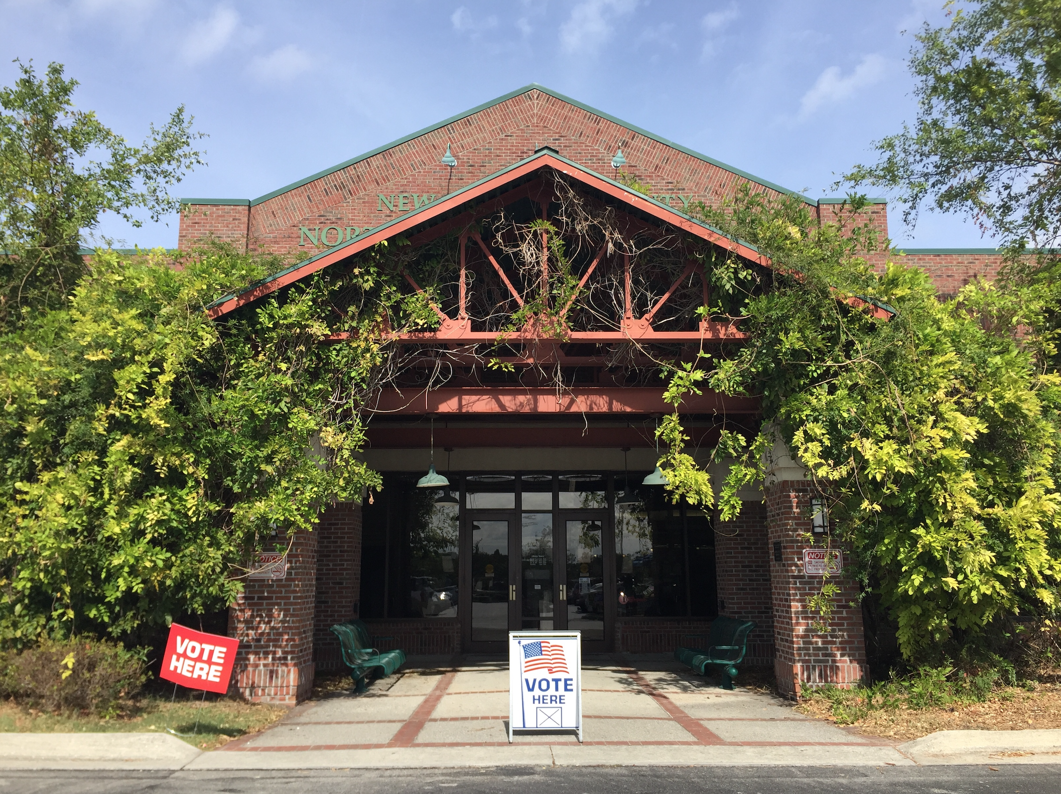 The Northeast Library polling station in Wilmington. Early voting opened on October 17 in North Carolina for the 2018 midterm elections. (Credit: Kyla Mandel)