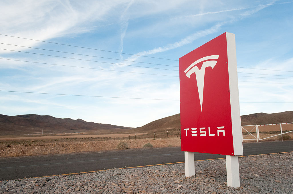 RENO, NEV - MARCH 25: Security gate outside the Tesla Motors Gigafactory construction site east of Reno, Nev., March 25, 2015. (Credit: David Calvert/For The Washington Post via Getty Images)