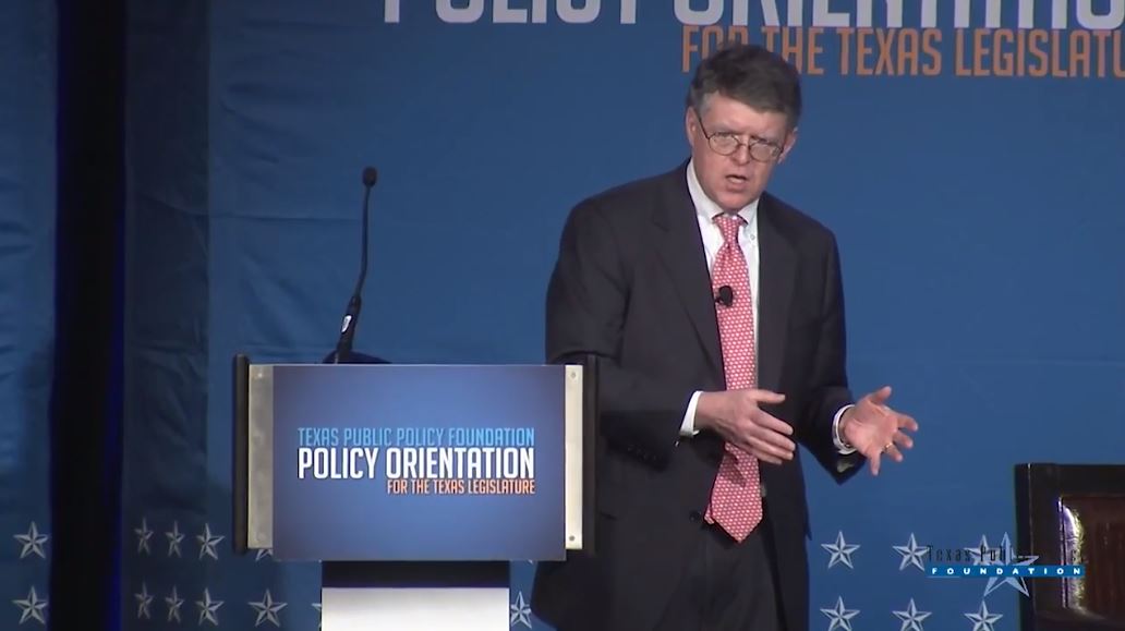 FERC nominee Bernard McNamee speaks at a February 2018 conference sponsored by the Texas Public Policy Foundation. CREDIT: screenshot