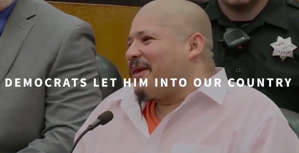 A screengrab from a political advertisement tweeted by Donald Trump on October 31, 2018.