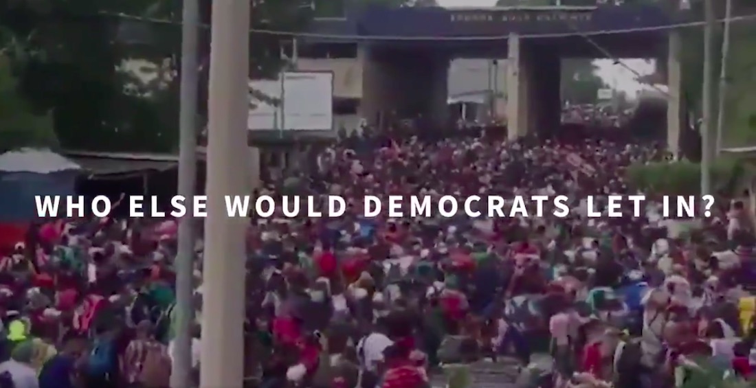 A screengrab from a political ad tweeted by Donald Trump on October 31, 2018.