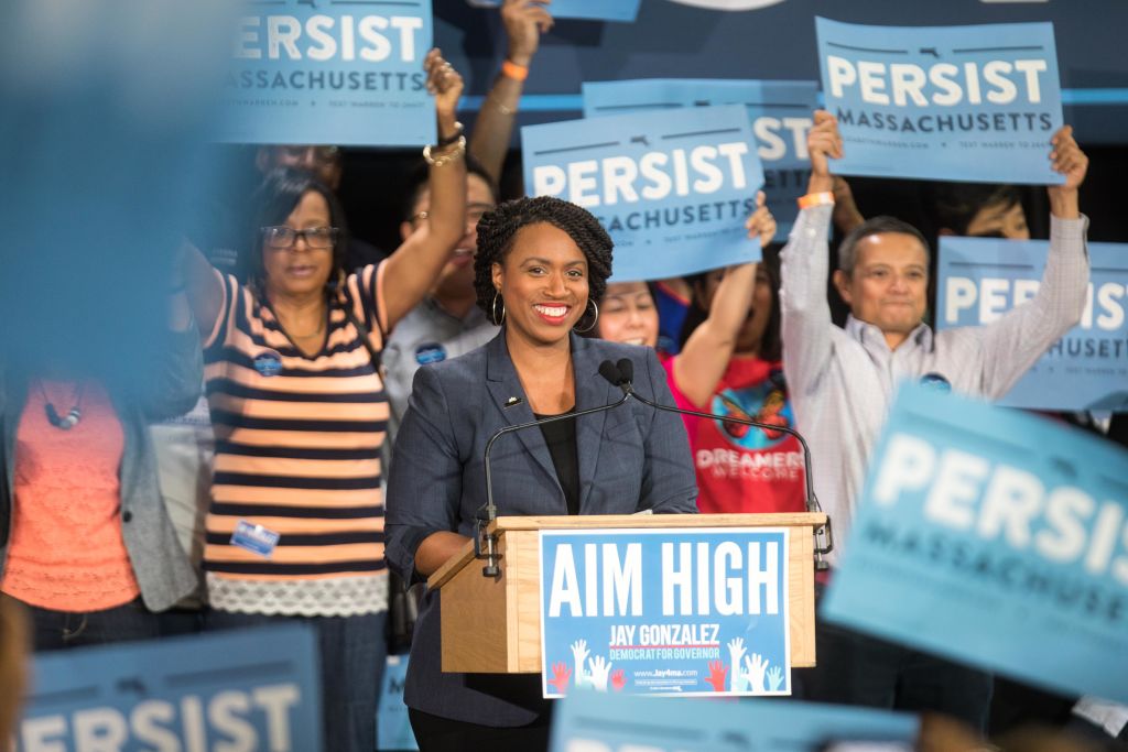 Ayanna Pressley at a rally in Cambridge, Massachusetts on September 9, 2018. (Scott Eisen/Getty Images)