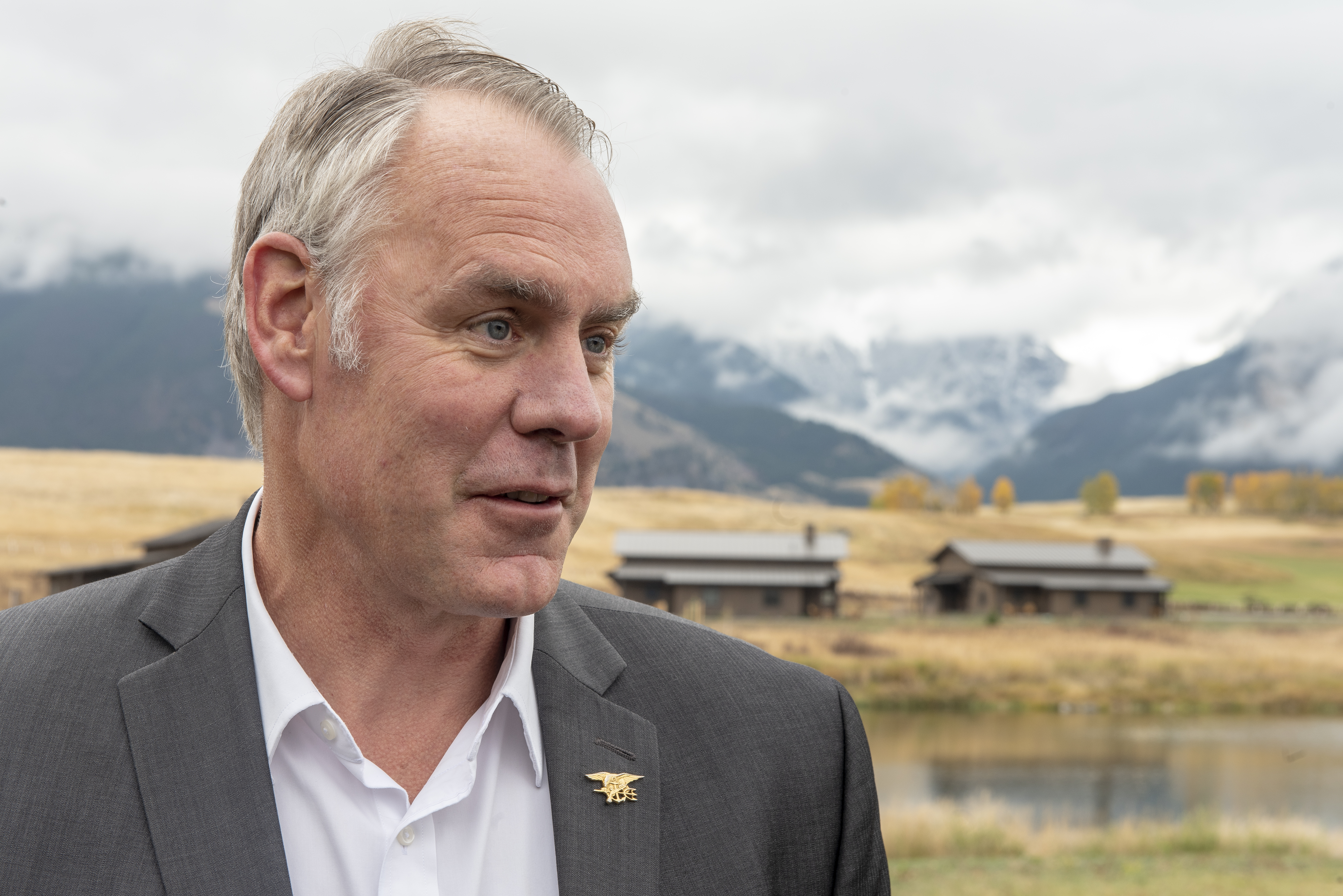 Interior Secretary Ryan Zinke signs a Public Lands Order at a ceremony in Emigrant, MT on October 08, 2018. CREDIT: William Campbell-Corbis via Getty Images