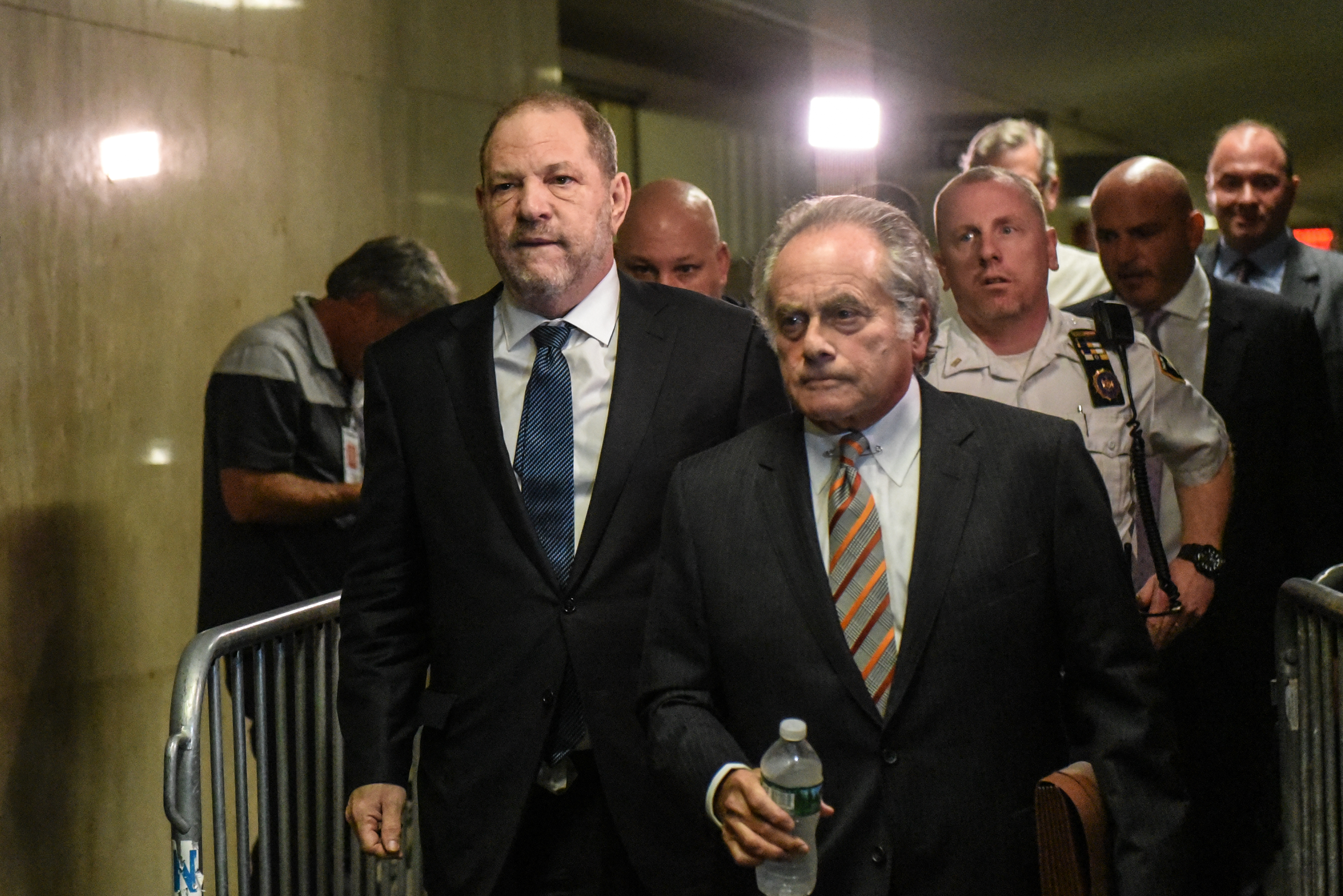 Harvey Weinstein walks away from the court room with his lawyer Benjamin Brafman at the New York State Supreme Court on October 11, 2018 in New York City. (Photo by Stephanie Keith/Getty Images)