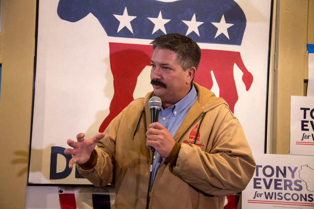 Randy Bryce at a campaign event in Racine, Wisconsin on November 4, 2018. (Darren Hauck/Getty Images)