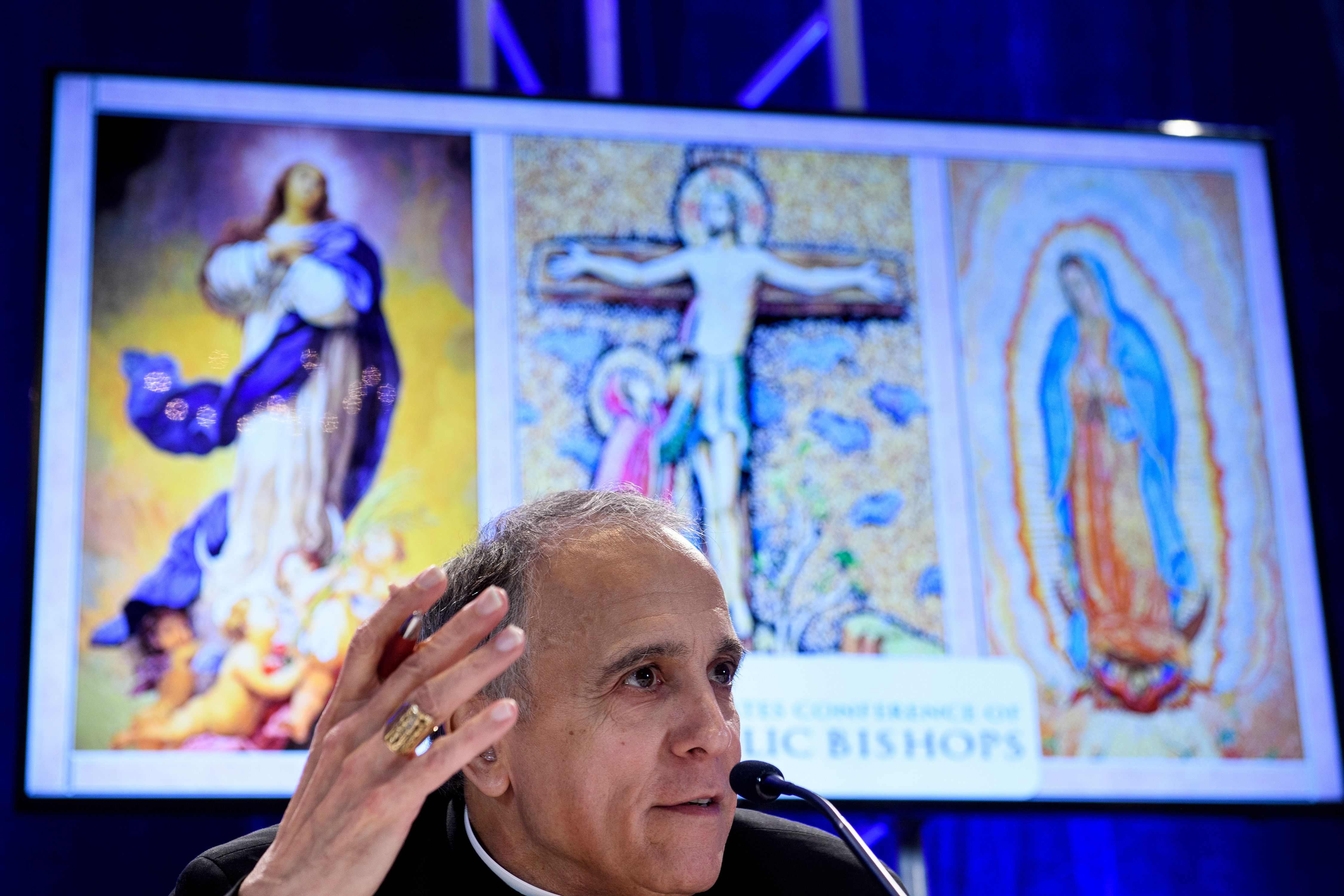 Galveston-Houston Cardinal Daniel DiNardo speaks during a press conference at the annual U.S. Conference of Catholic Bishops meeting on November 12, 2018 in Baltimore, Maryland. CREDIT: BRENDAN SMIALOWSKI/AFP/Getty Images