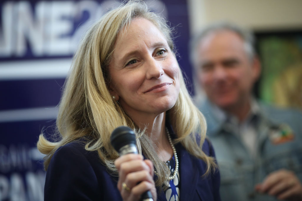 Abigail Spanberger campaigns with Tim Kaine in Louisa, Virginia on November 1, 2018. (Win McNamee/Getty Images)