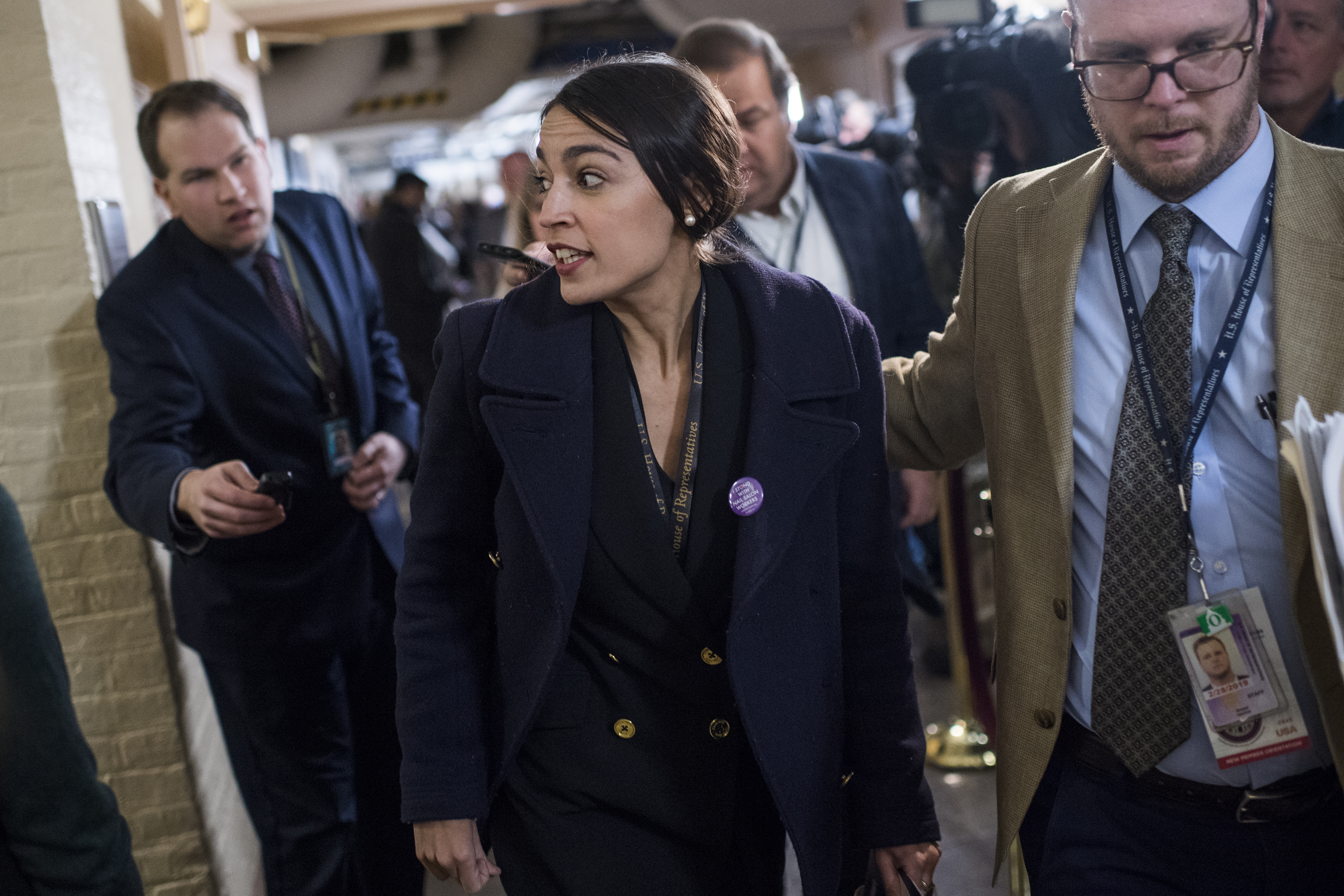 Rep.-elect Alexandria Ocasio-Cortez, D-N.Y., arrives for a meeting of the House Democratic Caucus in the Capitol on November 15, 2018. CREDIT: Tom Williams/CQ Roll Call