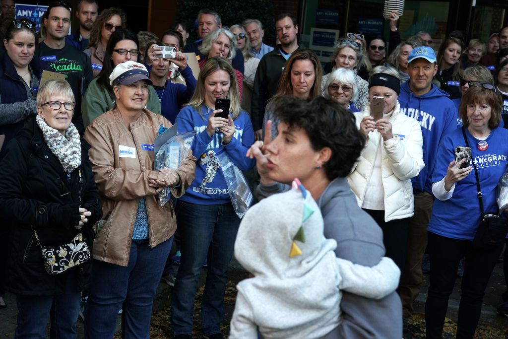 Amy McGrath speaks to volunteers in Lexington, Kentucky on November 3, 2018. (Alex Wong/Getty Images)