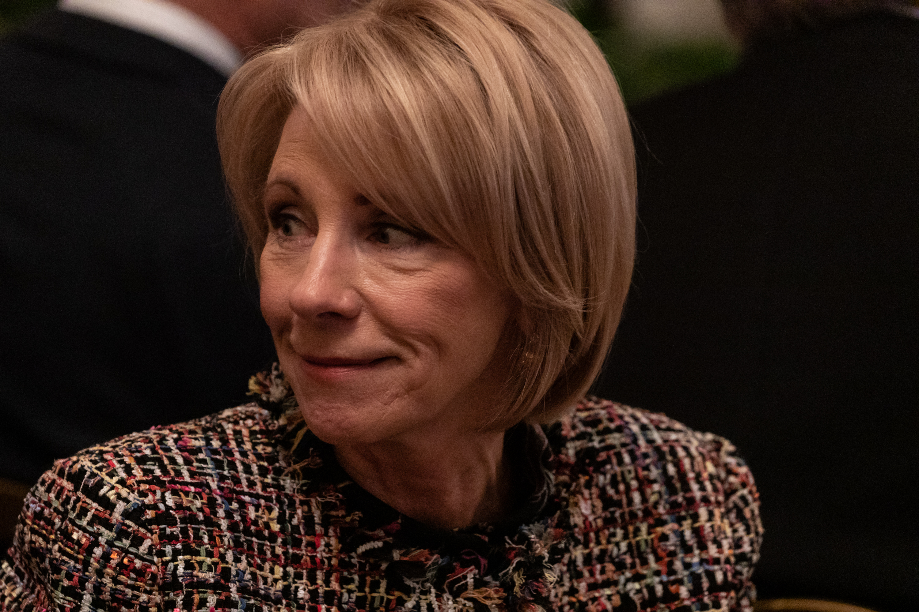 U.S. Secretary of Education Betsy DeVos attends the Presidential Medal of Freedom ceremony in the East Room of the White House in Washington, D.C., on Friday, Nov. 16, 2018.(Photo by Cheriss May/NurPhoto via Getty Images)