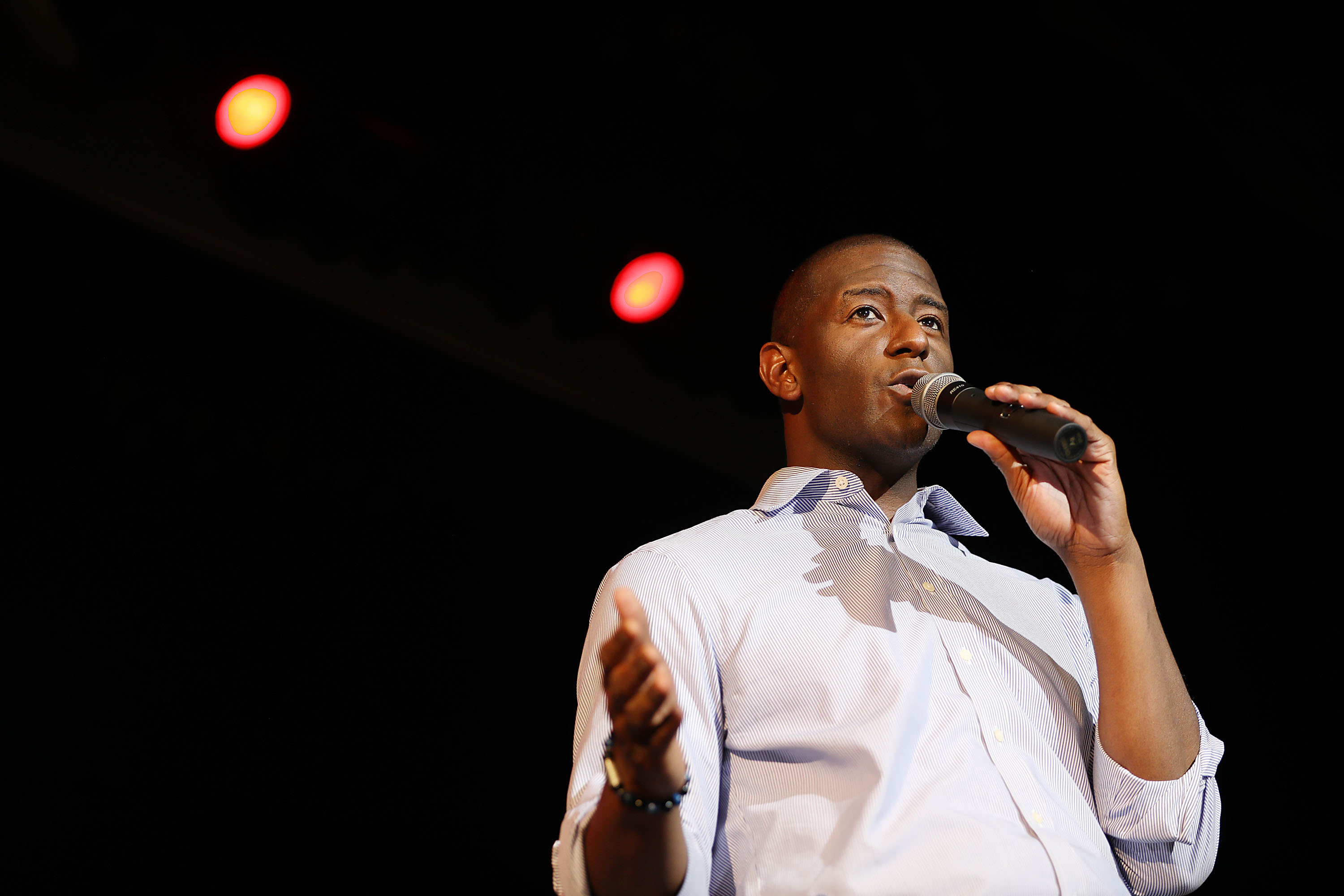 Andrew Gillum, seen here campaigning in Miami during the waning days of the Florida governor's election. CREDIT: Joe Raedle/Getty Images