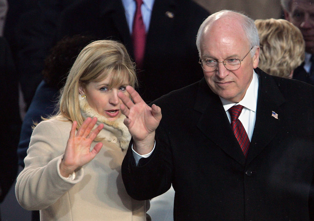 Liz Cheney and Dick Cheney on Inauguration Day at the White House on January 20, 2005. (Jamie Squire/Getty Images)