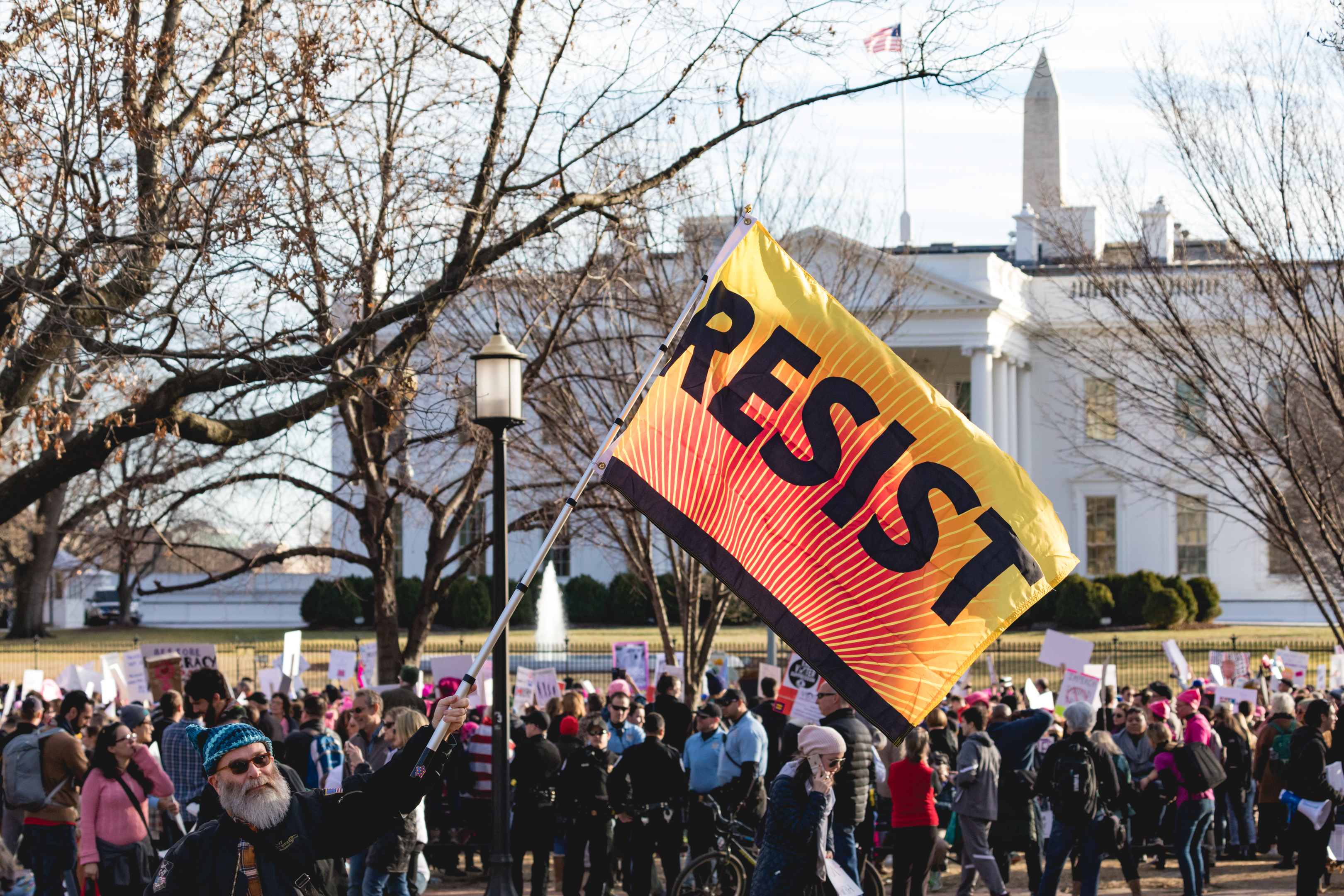 Activists protest in front of the White House on Saturday, January 20, 2018. (Credit: Cheriss May via Getty Images)
