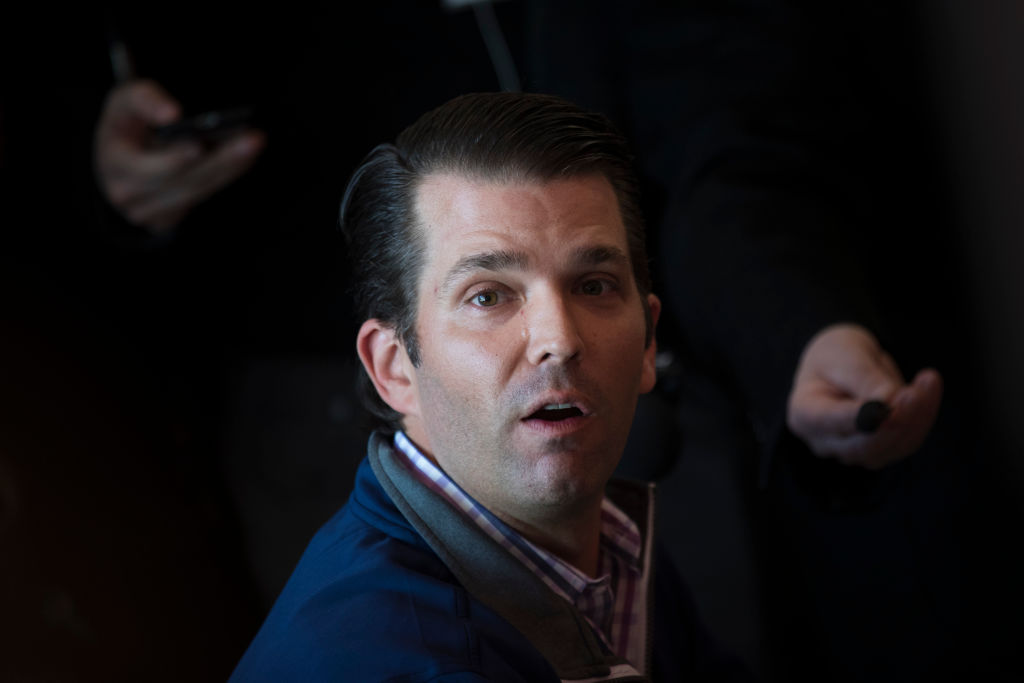 Donald Trump Jr. campaigns with failed Republican House candidate Rick Saccone in Cannonsburg, Pennsylvania on March 12, 2018. (Drew Angerer/Getty Images)
