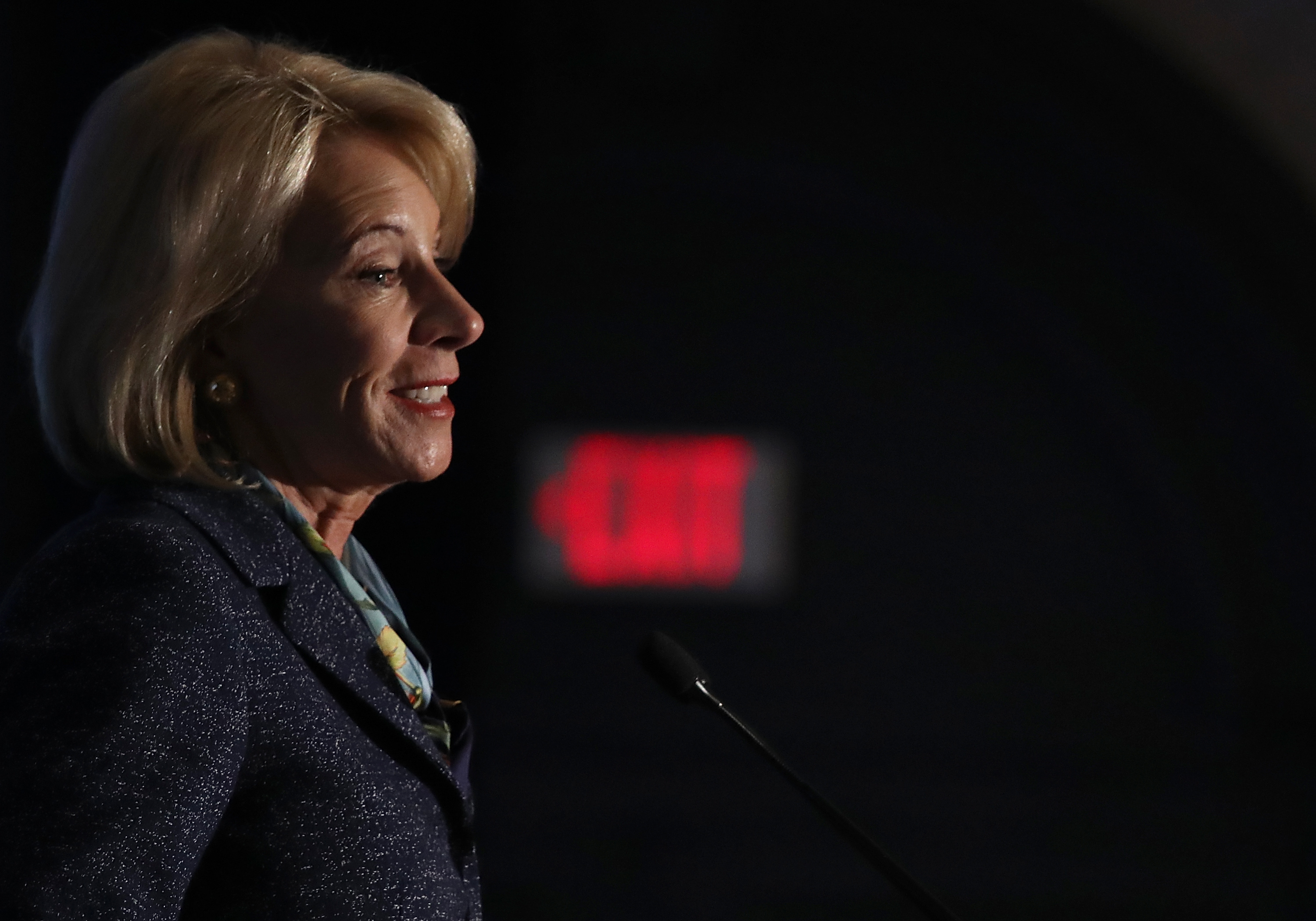 U.S. Education Secretary Betsy DeVos speaks at the National Parent-Teacher Association's 2018 Legislative Conference March 13, 2018 in Arlington, Virginia. (Photo Credit: Win McNamee/Getty Images)