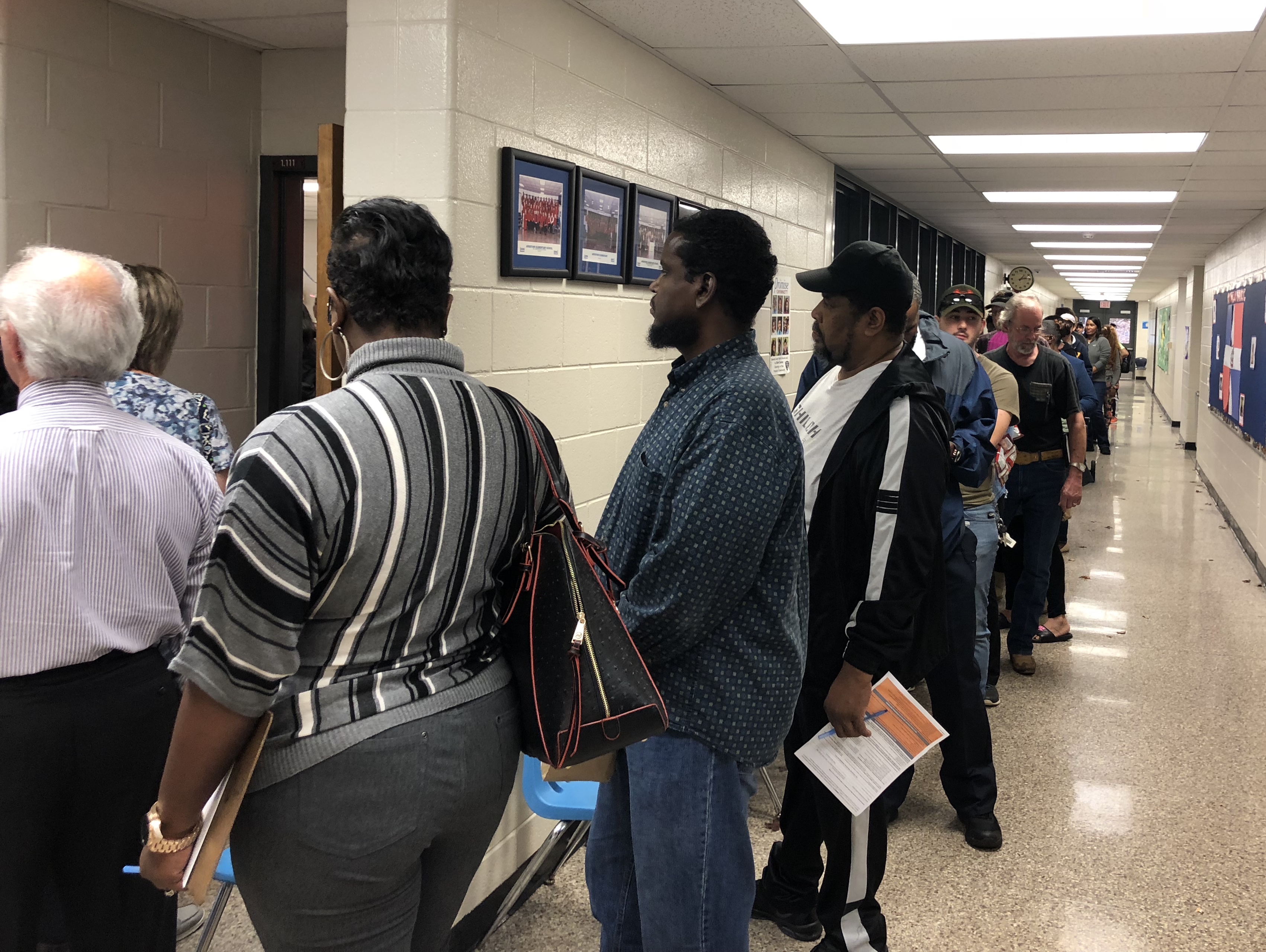Voters wait in line in Snellville, Georgia, where wait times surpassed four hours. (CREDIT: Kira Lerner for ThinkProgress)
