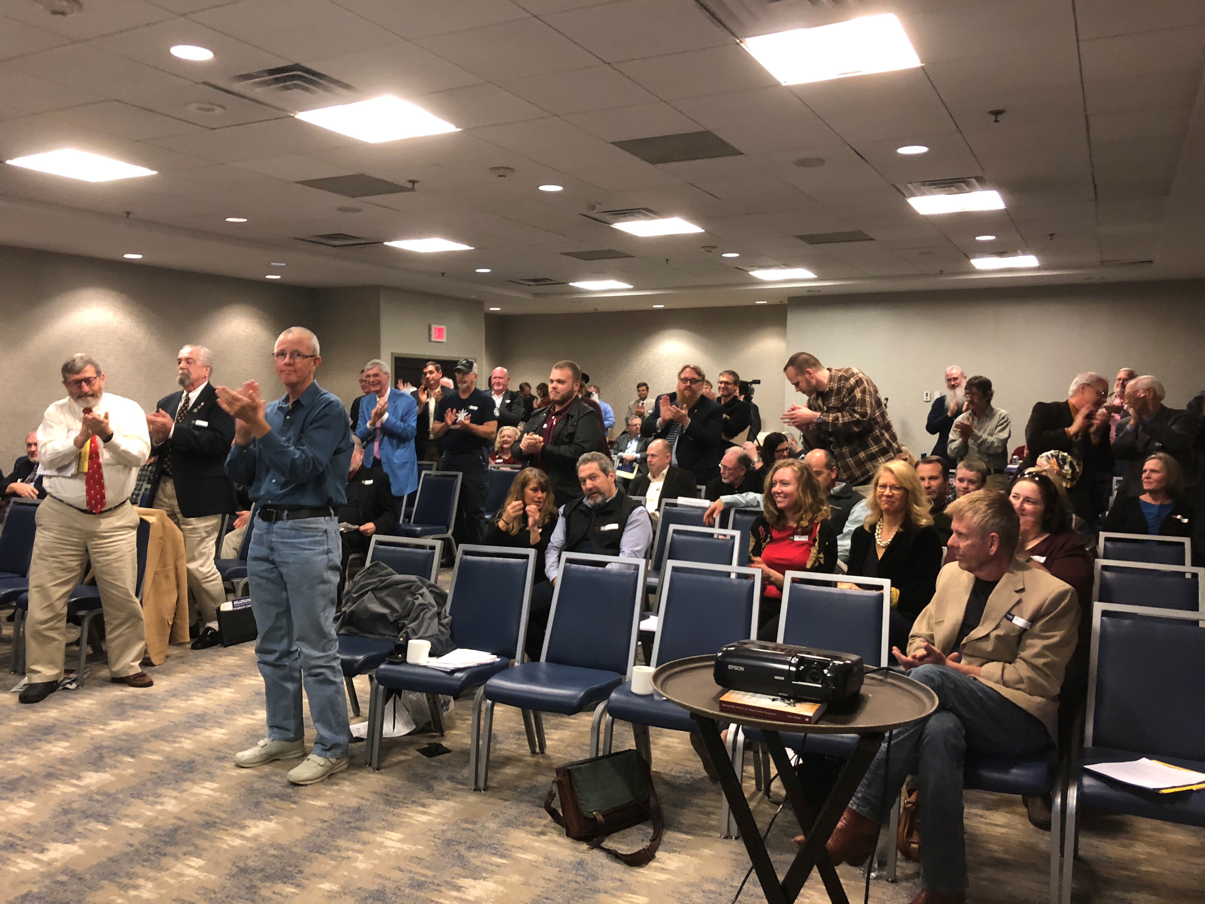 The most popular speaker at Saturday's conference was, inexplicably, the representative for California's secession movement, who received a (partial) standing ovation. CREDIT: CASEY MICHEL