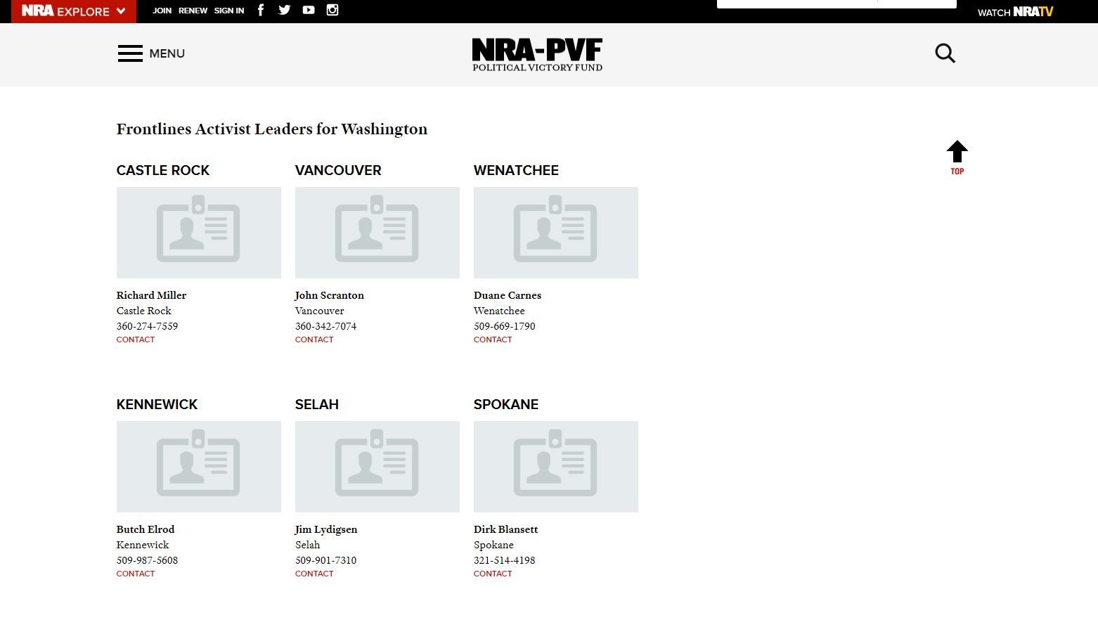 NRA-PVF Washington page screenshot.